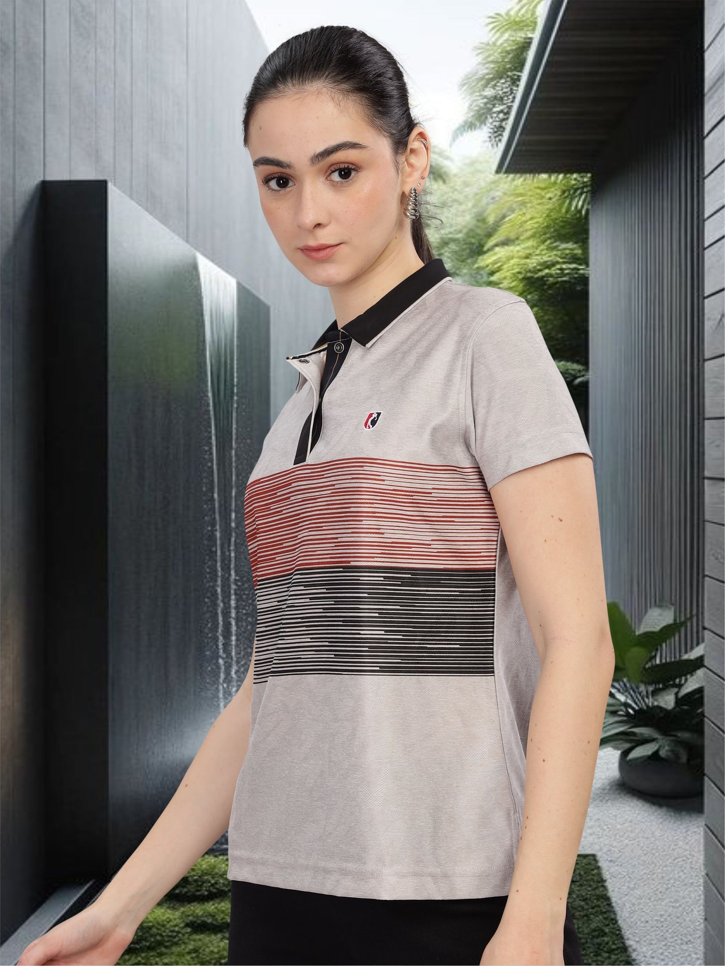 Grey Women Active Wear Polos