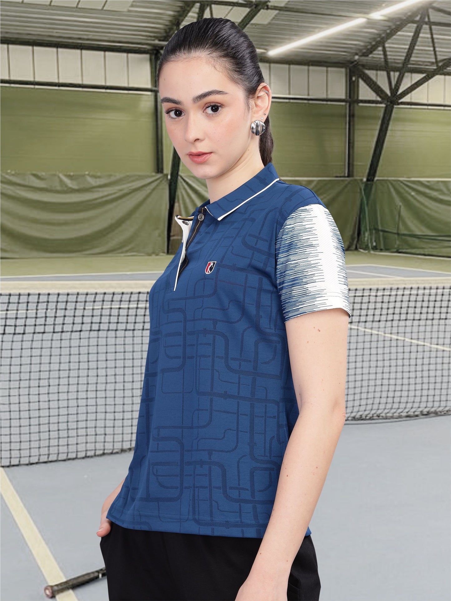 Blue Women Active Wear Polos