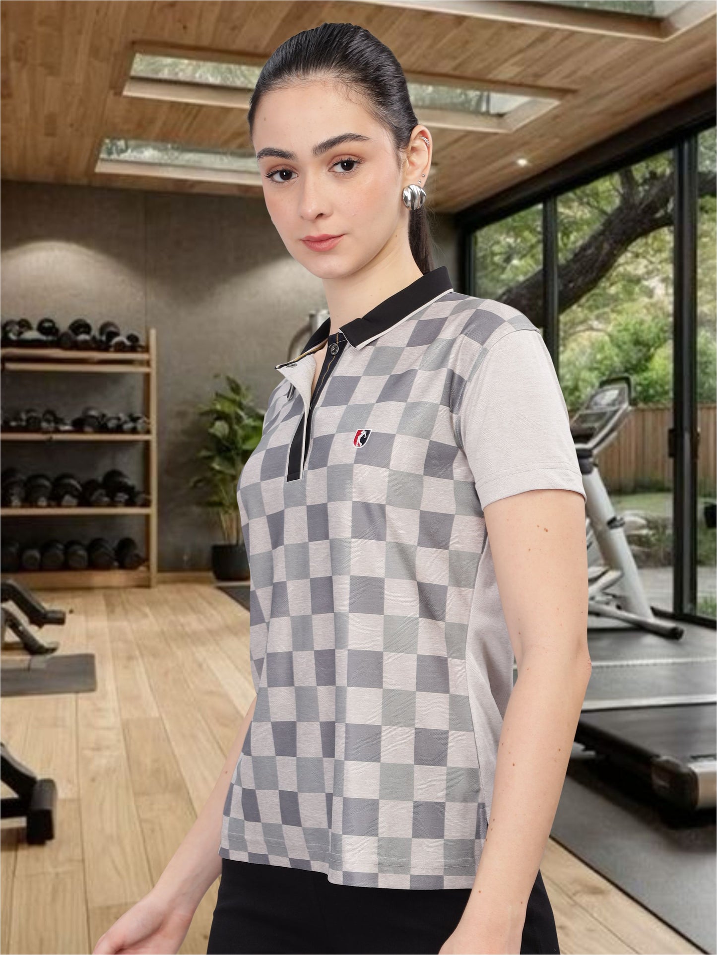 Ash Grey Women Active Wear Polos