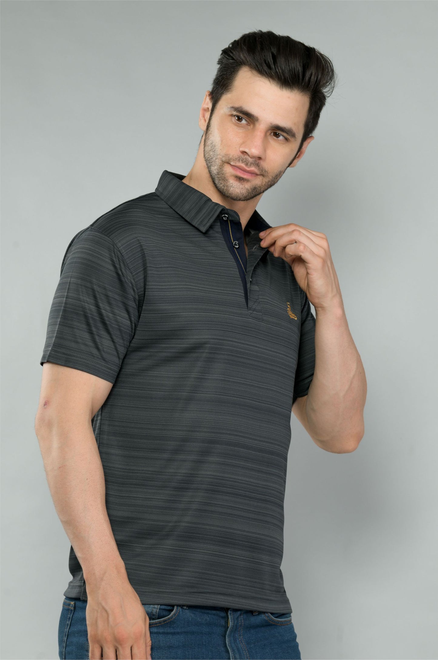 Black Barcode Weave Golf Polo T-Shirts