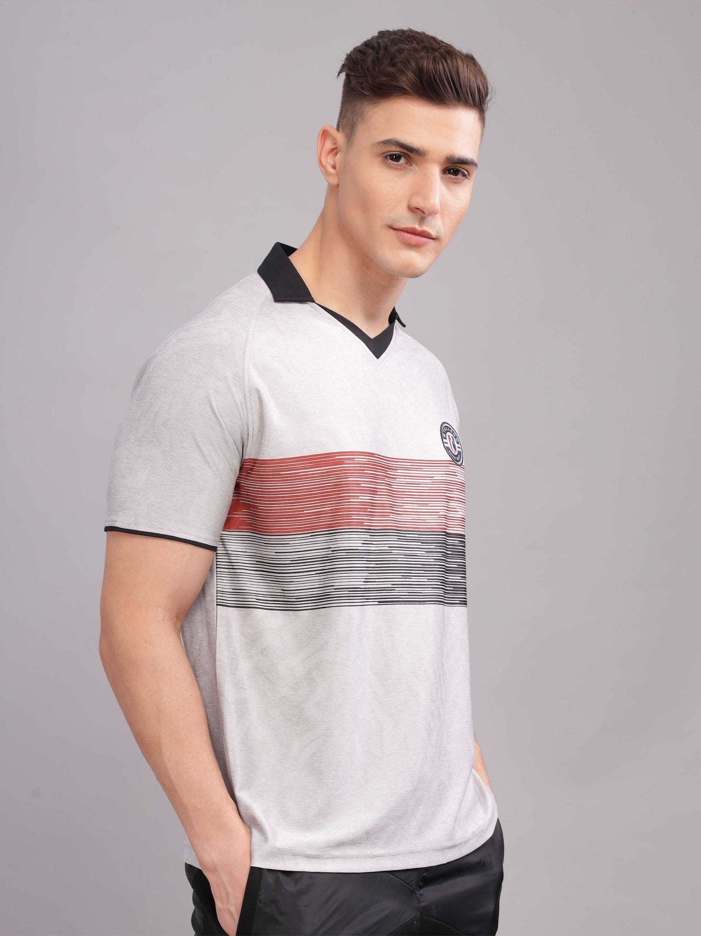 Grey Mens Printed Active Wear