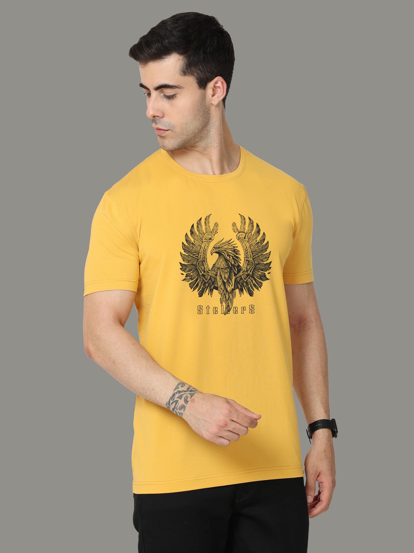 Mustard Crew Neck T-Shirts Warrior