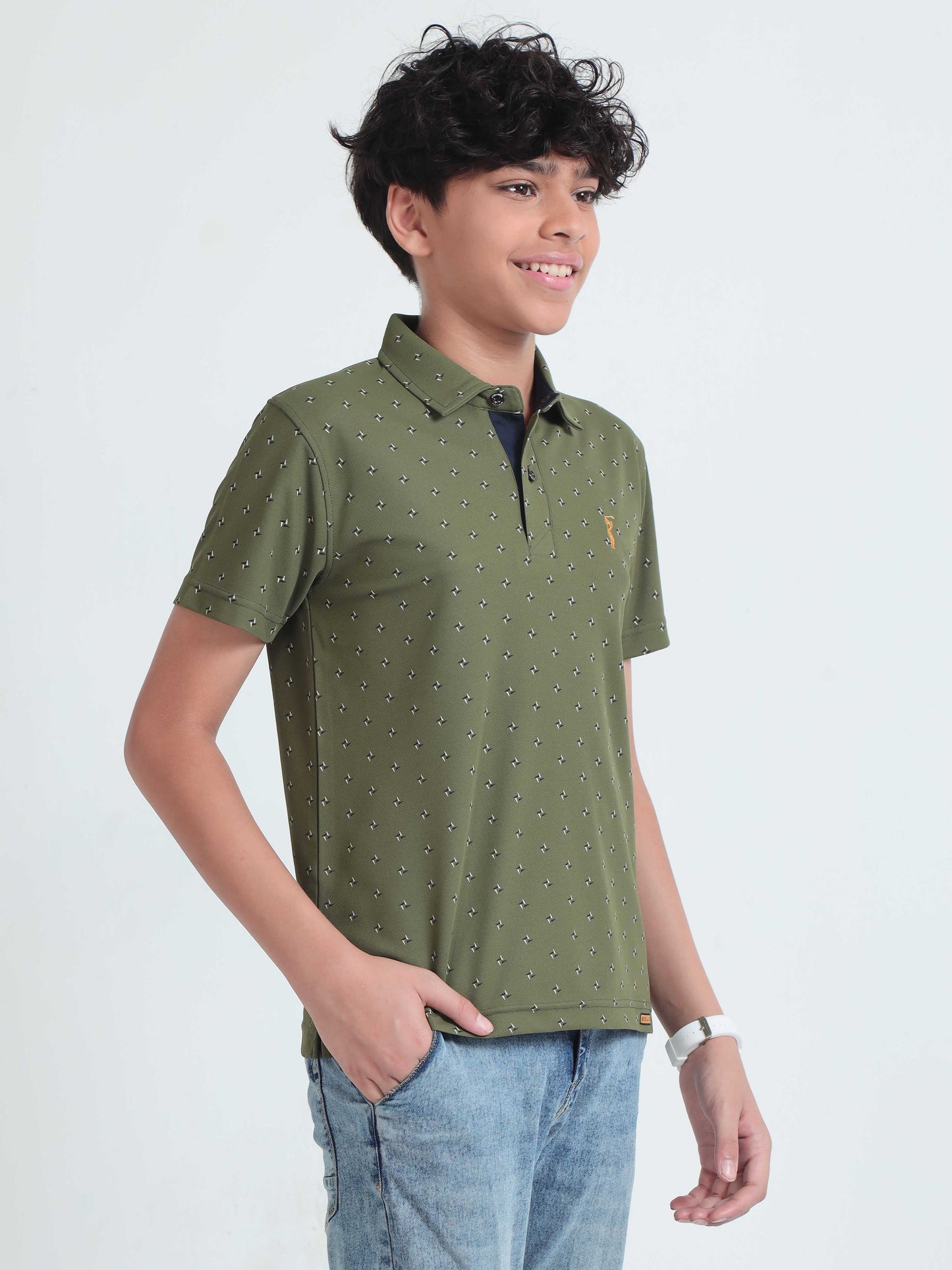 Olive Green Rolex Printed Polo T-Shirts