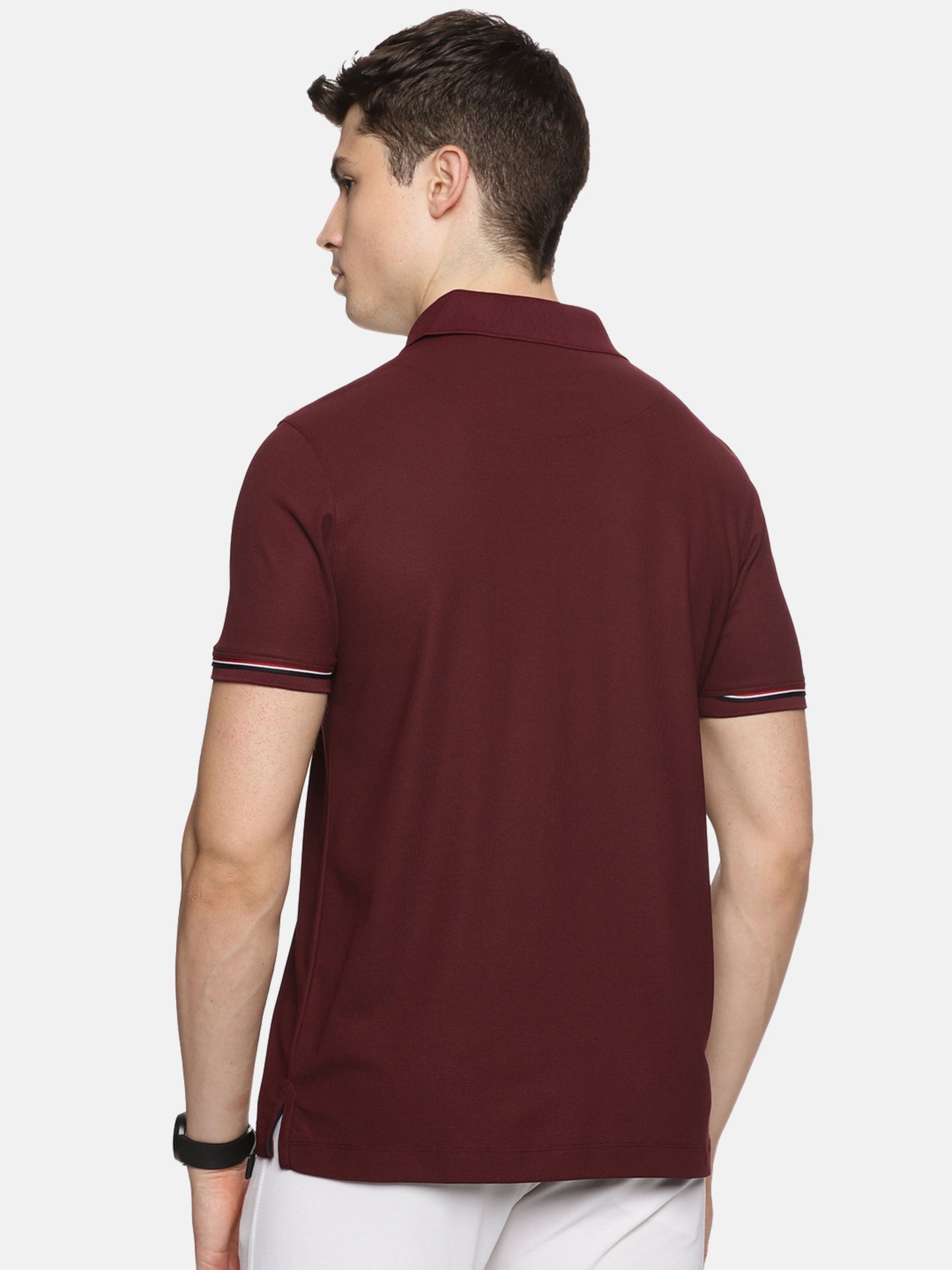 Wine Zipper Placket Polo T-Shirt