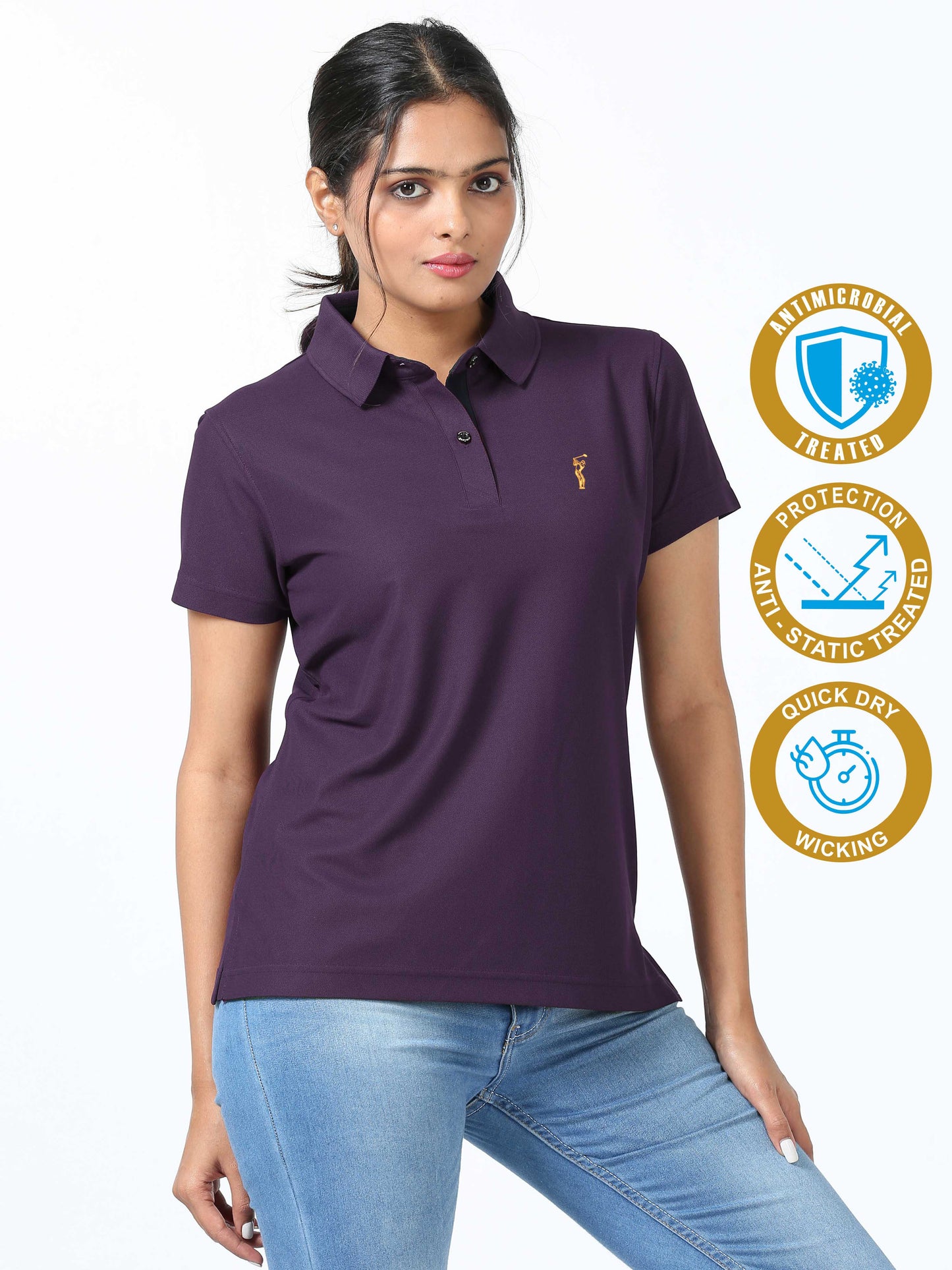 Black Current Women's Premium Golf Polo T-Shirt