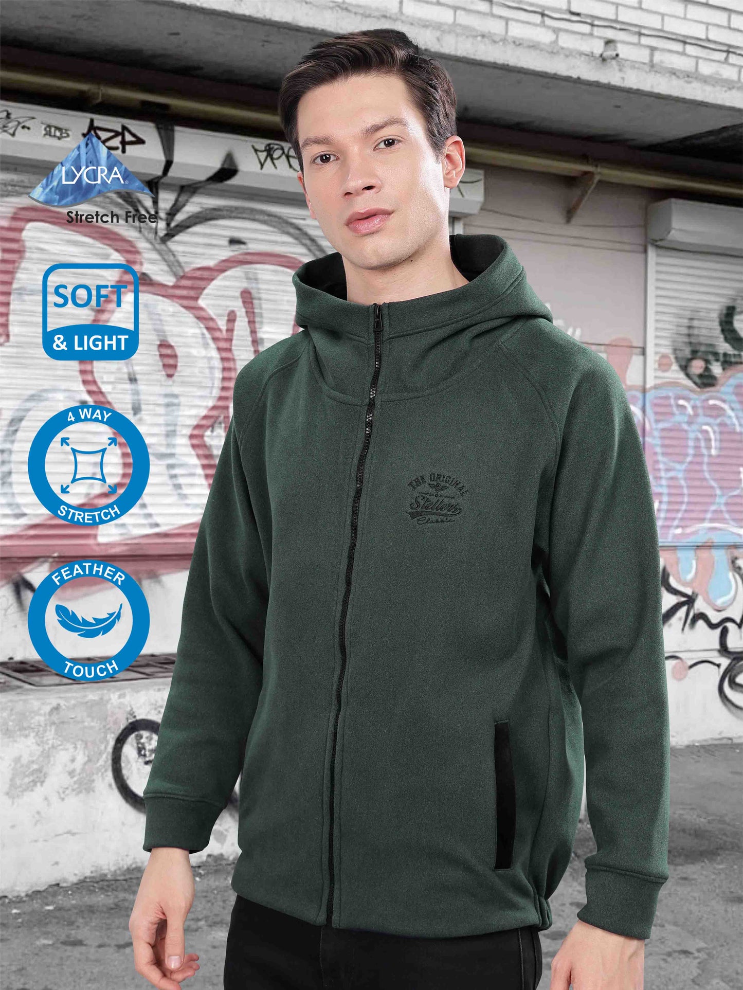 Bottle Green Men's Zipper Hoodie