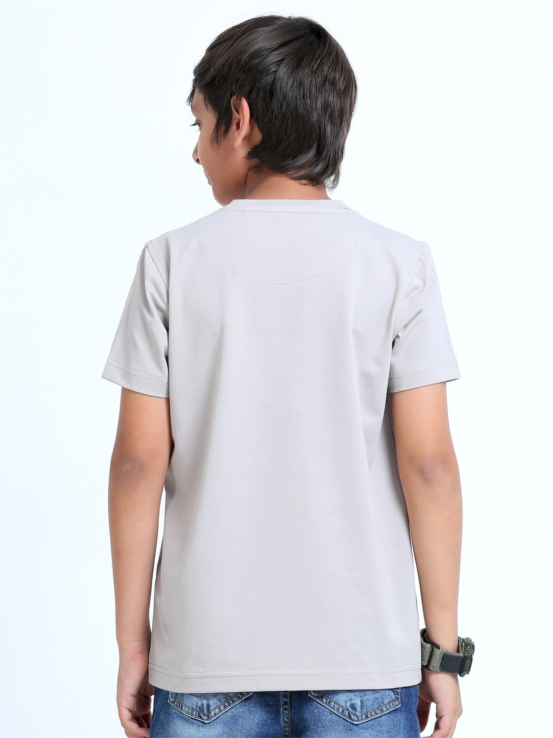 Moose Grey Crew Neck T-Shirt - Spiumo Cotton