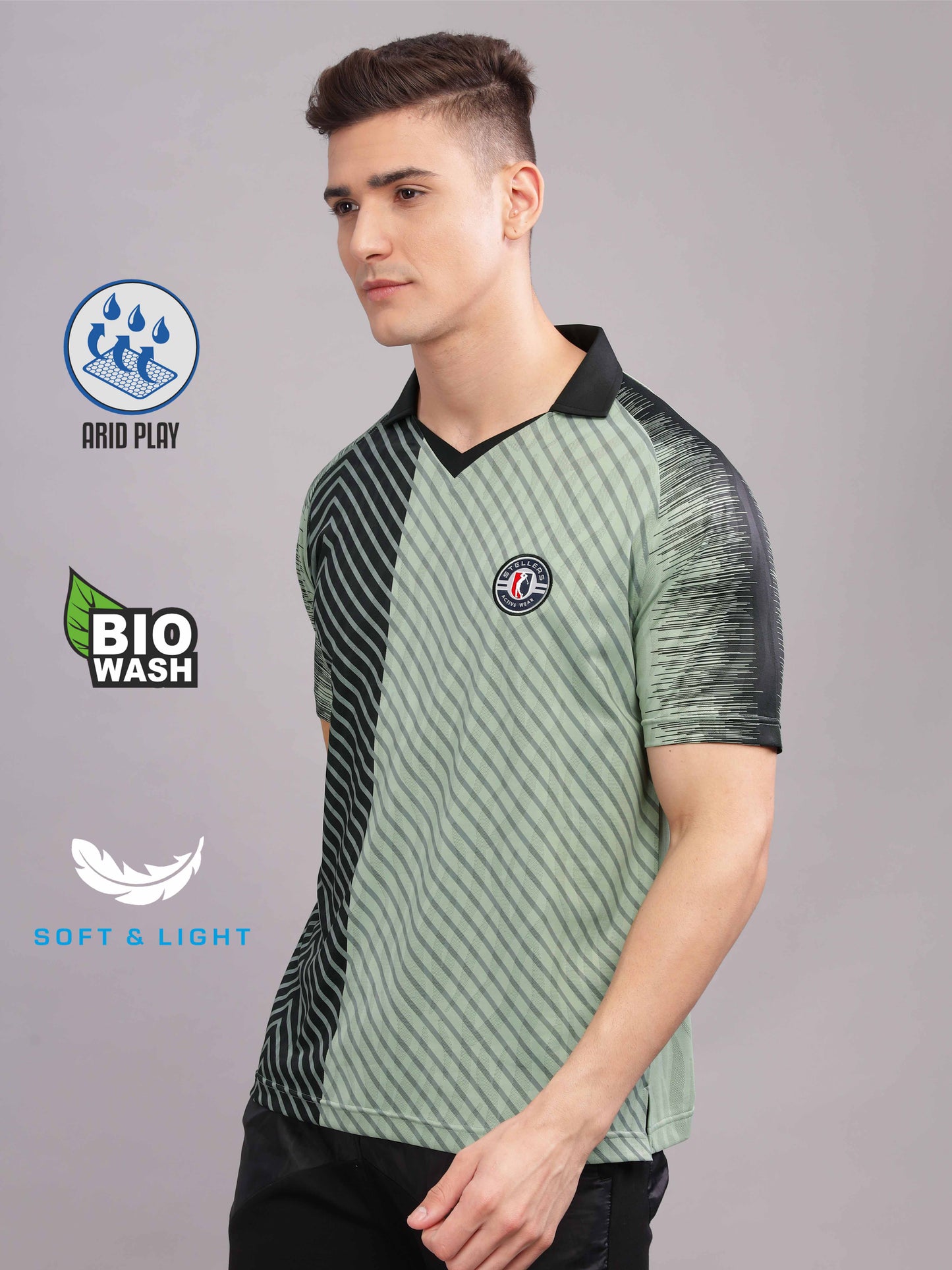 Green Mens Printed Active Wear