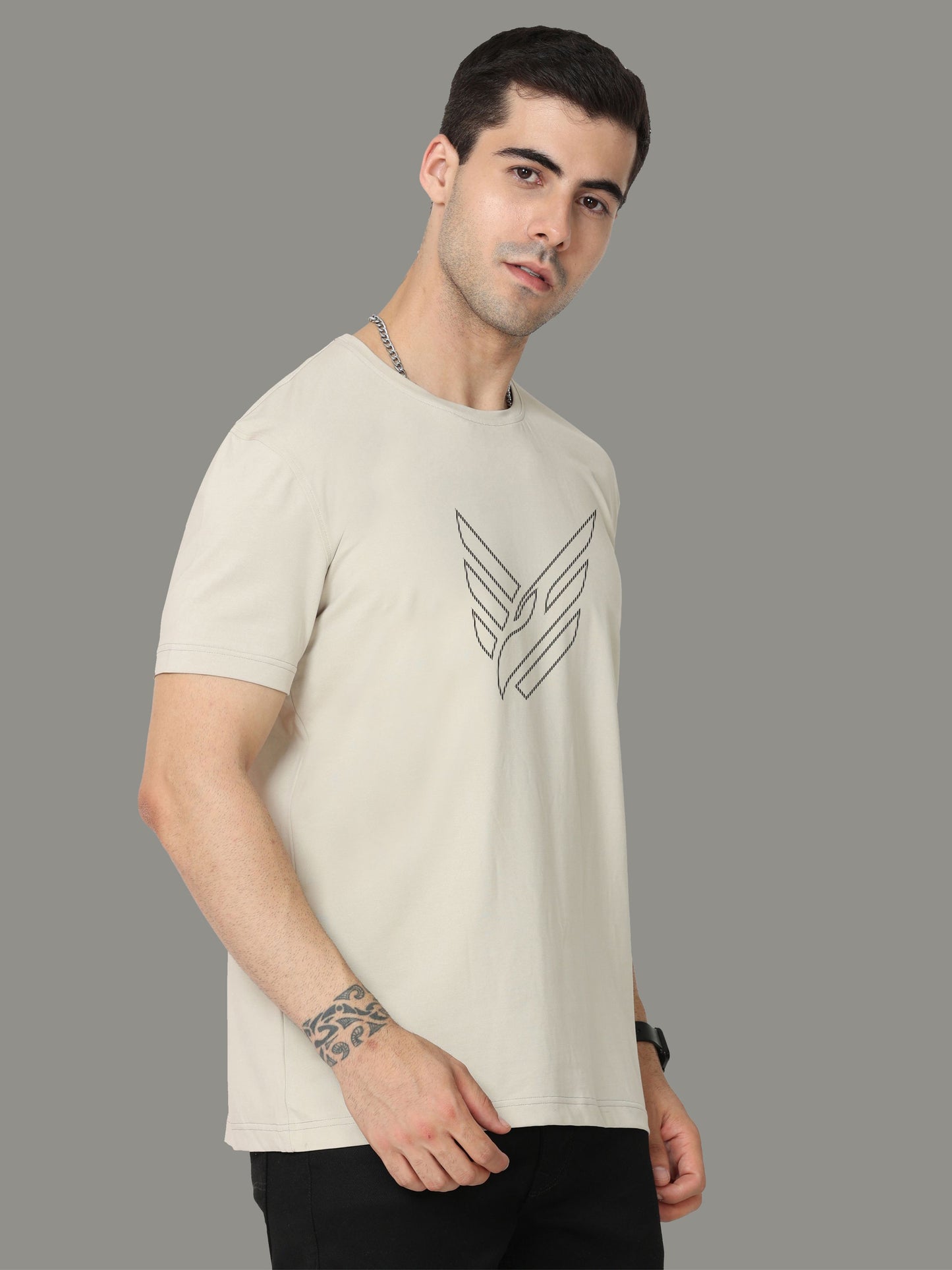 Moose Grey Crew Neck T-Shirts Dot Eagle