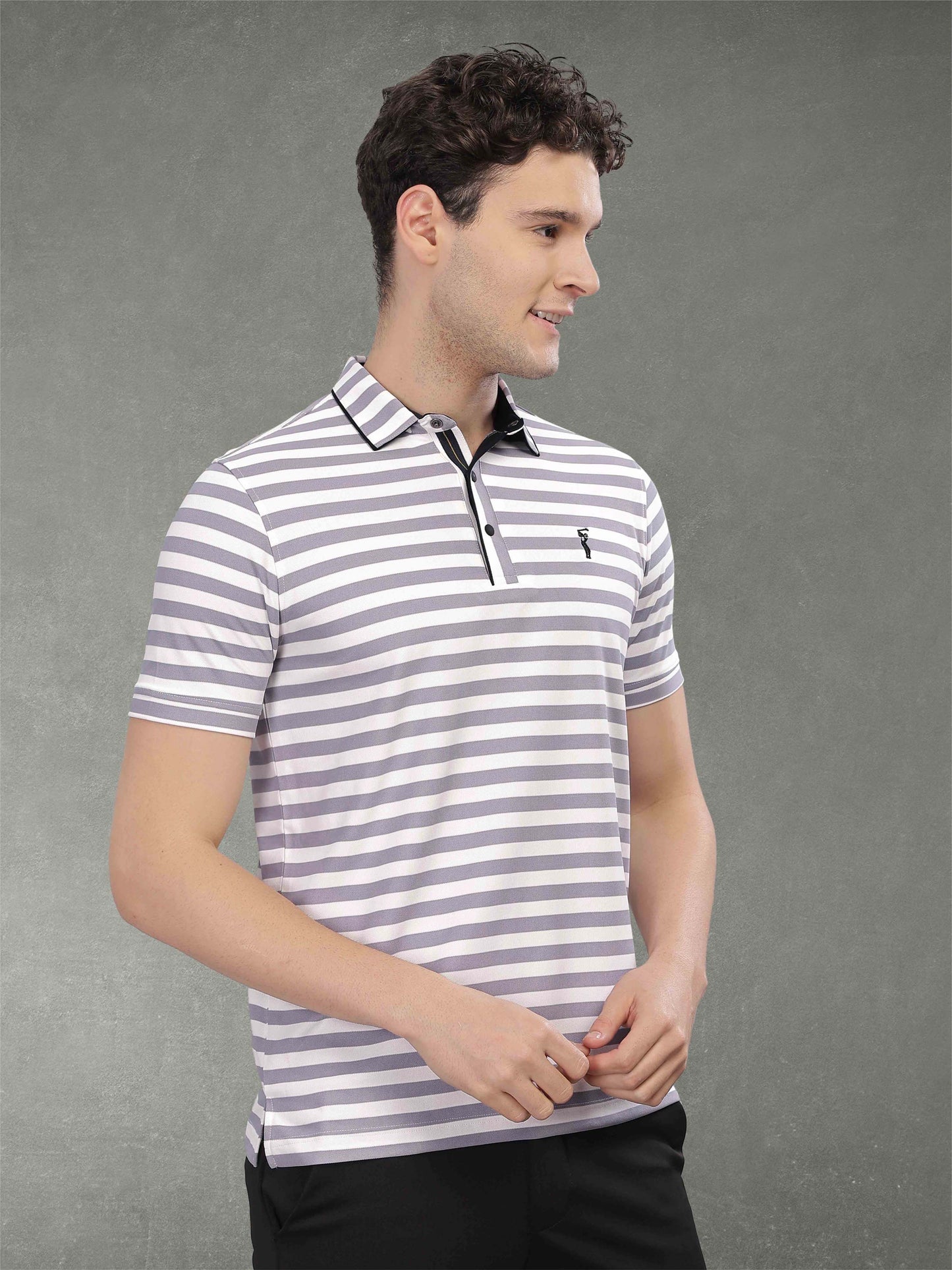 Purple Men's Stripes Polo T-Shirt