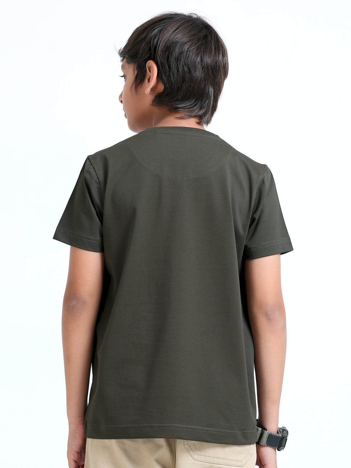 Olive Green Crew Neck T-Shirt - Spiumo Cotton