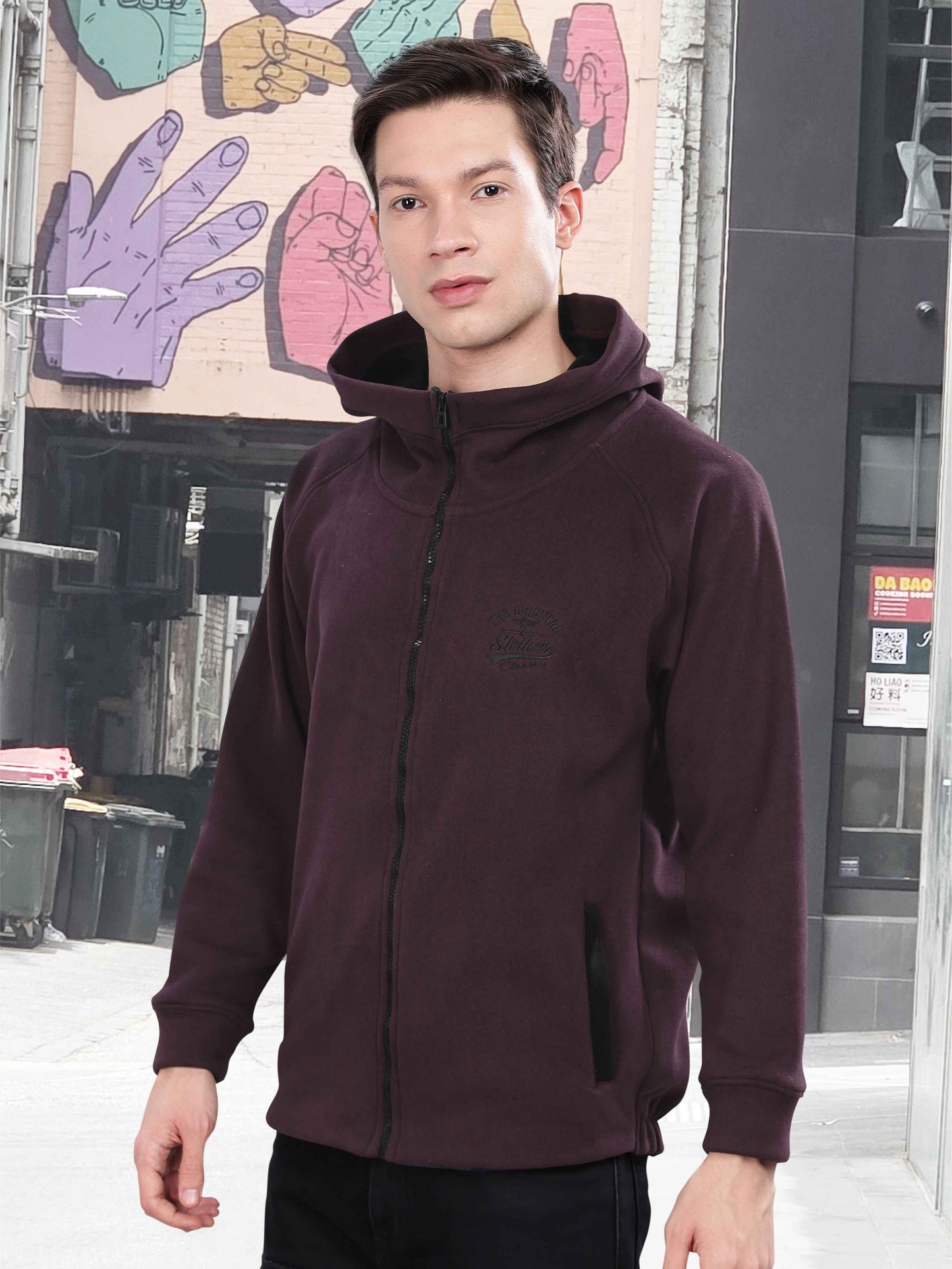 Wine Men's Zipper Hoodie