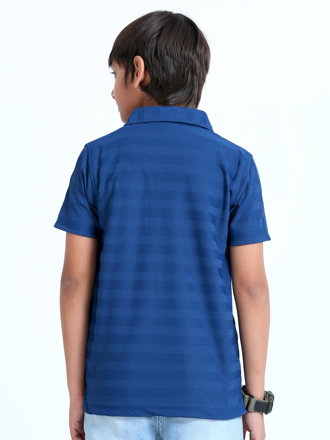 Teal Blue Sublimation Stripes Polo T-Shirt