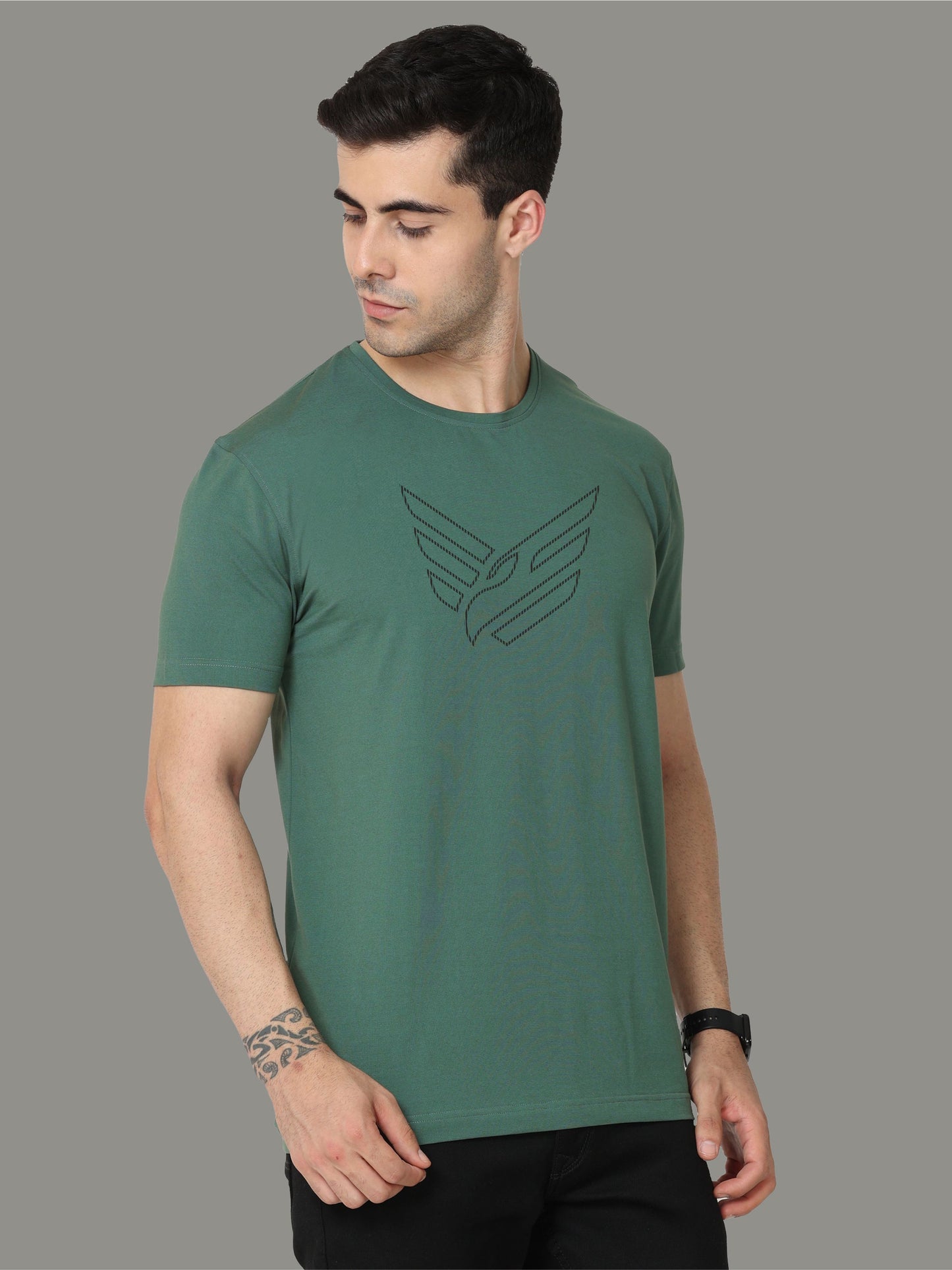 Aqua Green Crew Neck T-Shirts Dot Eagle