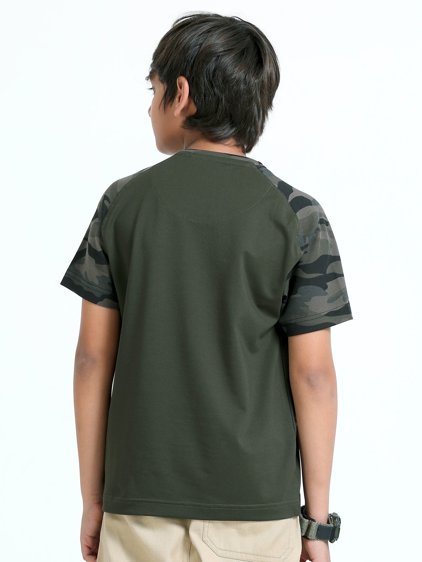 Olive Green YOU CAN Print Crew Neck T-Shirt