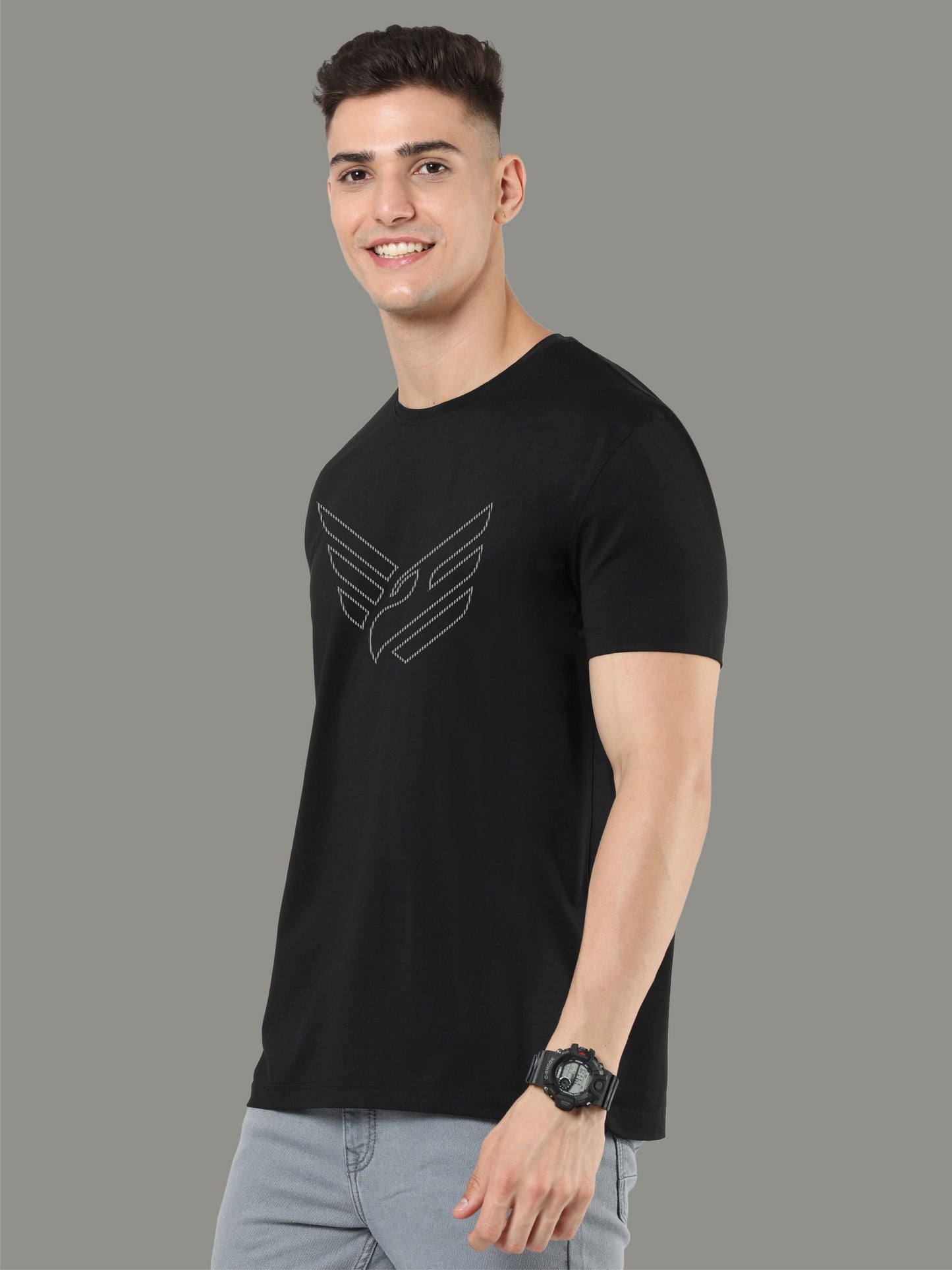 Black Crew Neck T-Shirts Dot Eagle