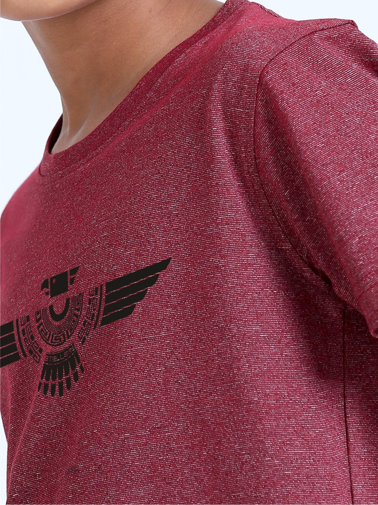 Maroon Crew Neck T-Shirt - Cherokee Cotton