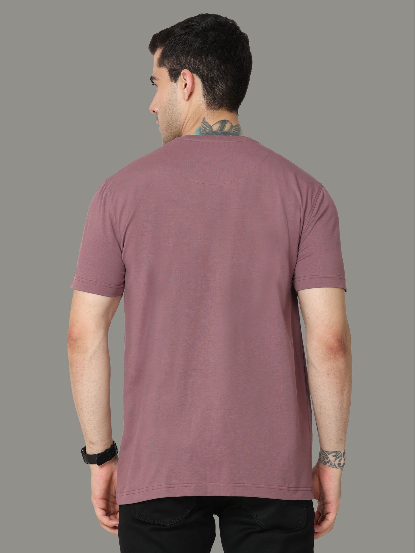 Mauve Explore Print Crew Neck Tees