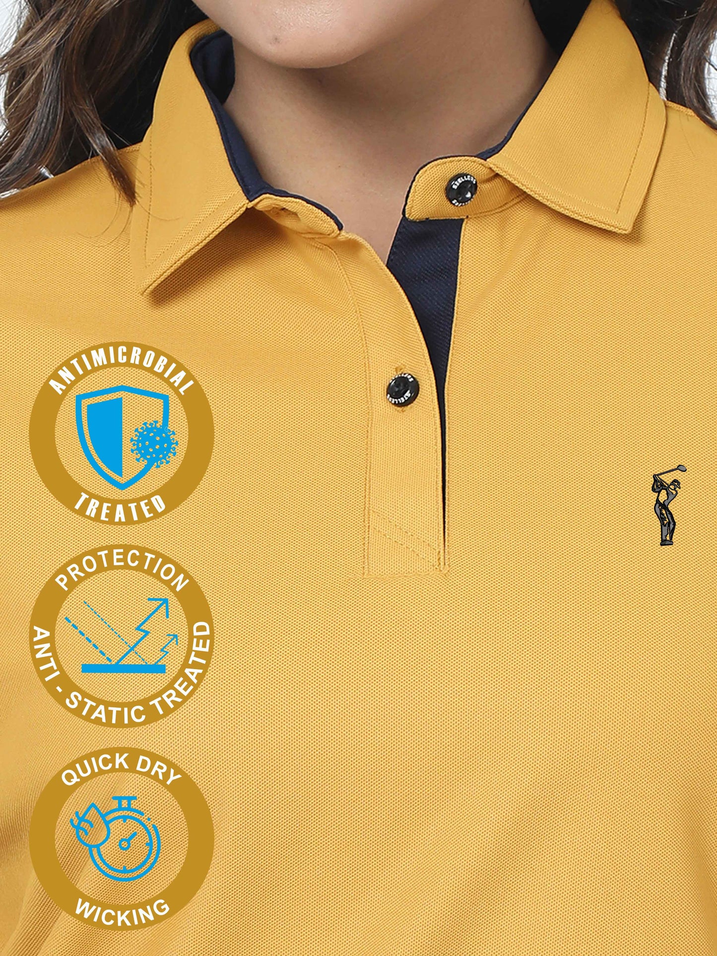 Mustard Women's Premium Golf Polo T-Shirt