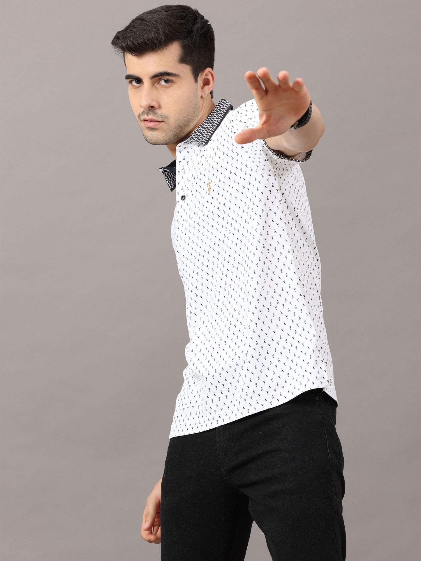 White Ant Print Golf Polo T-Shirts