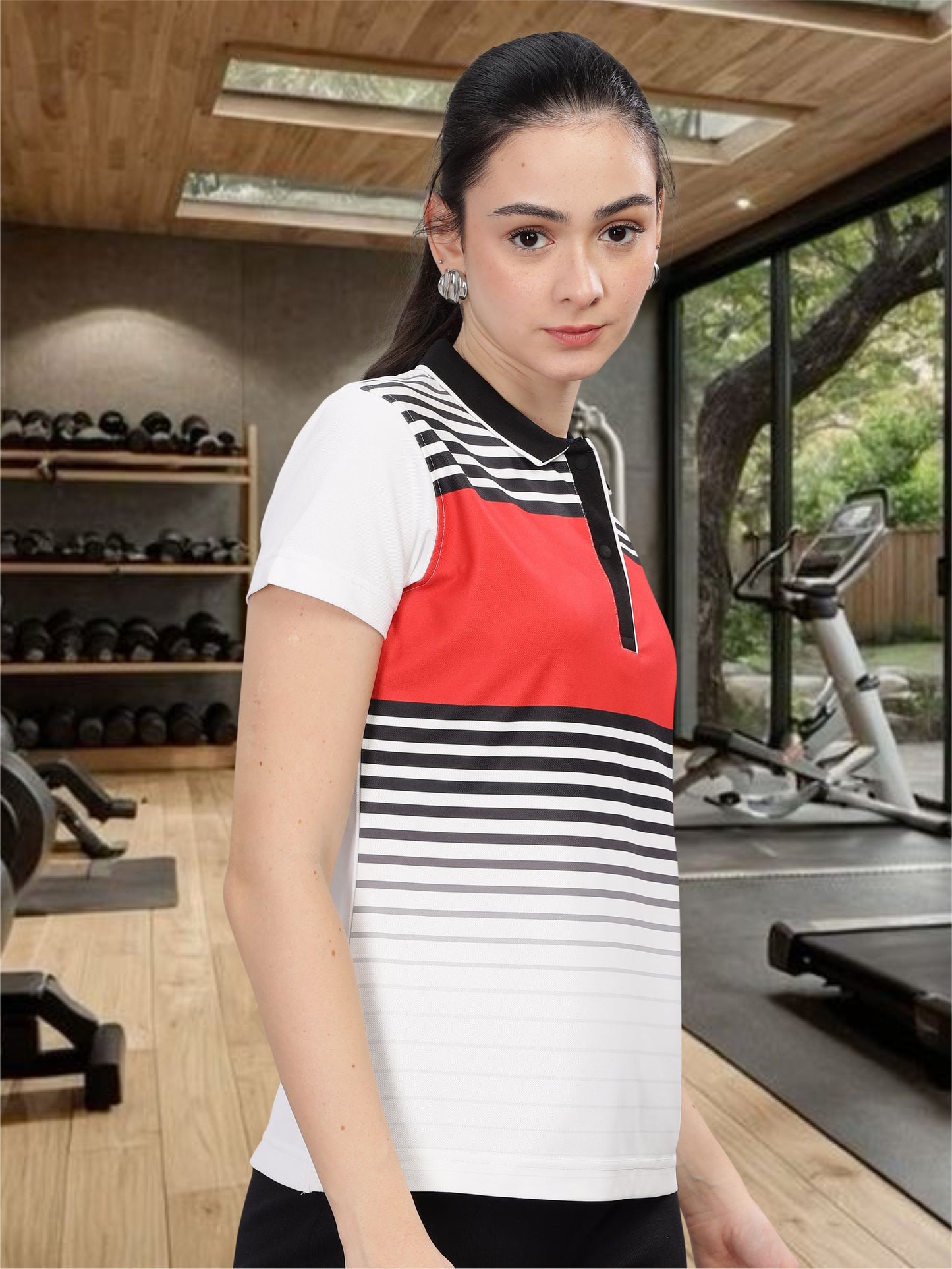 Red Women Active Wear Polos