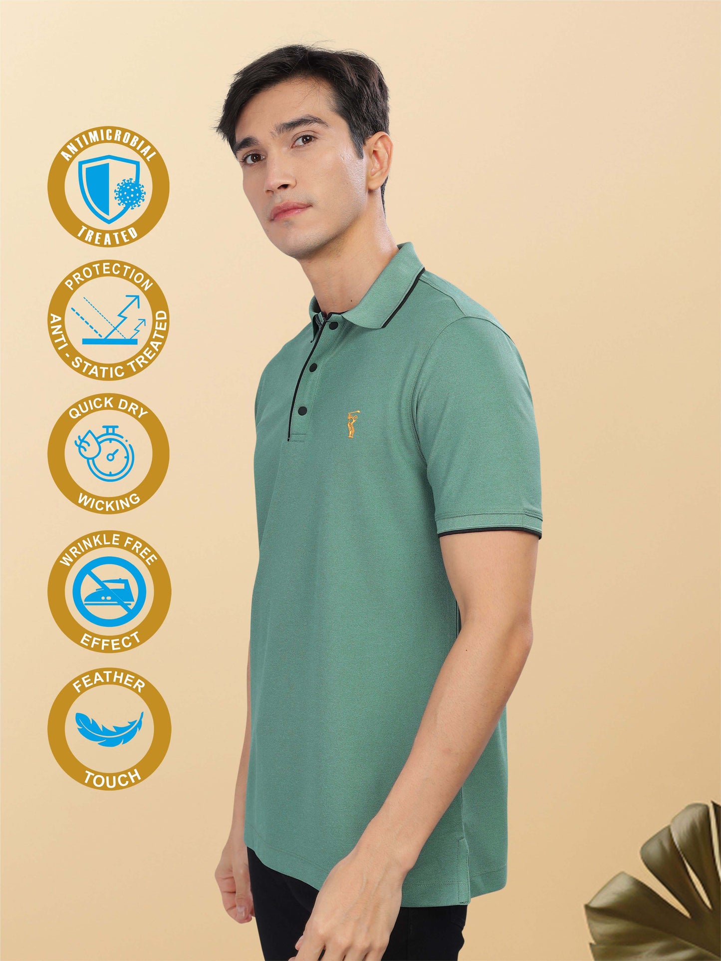 Aqa Green Tipping Polo Shirt