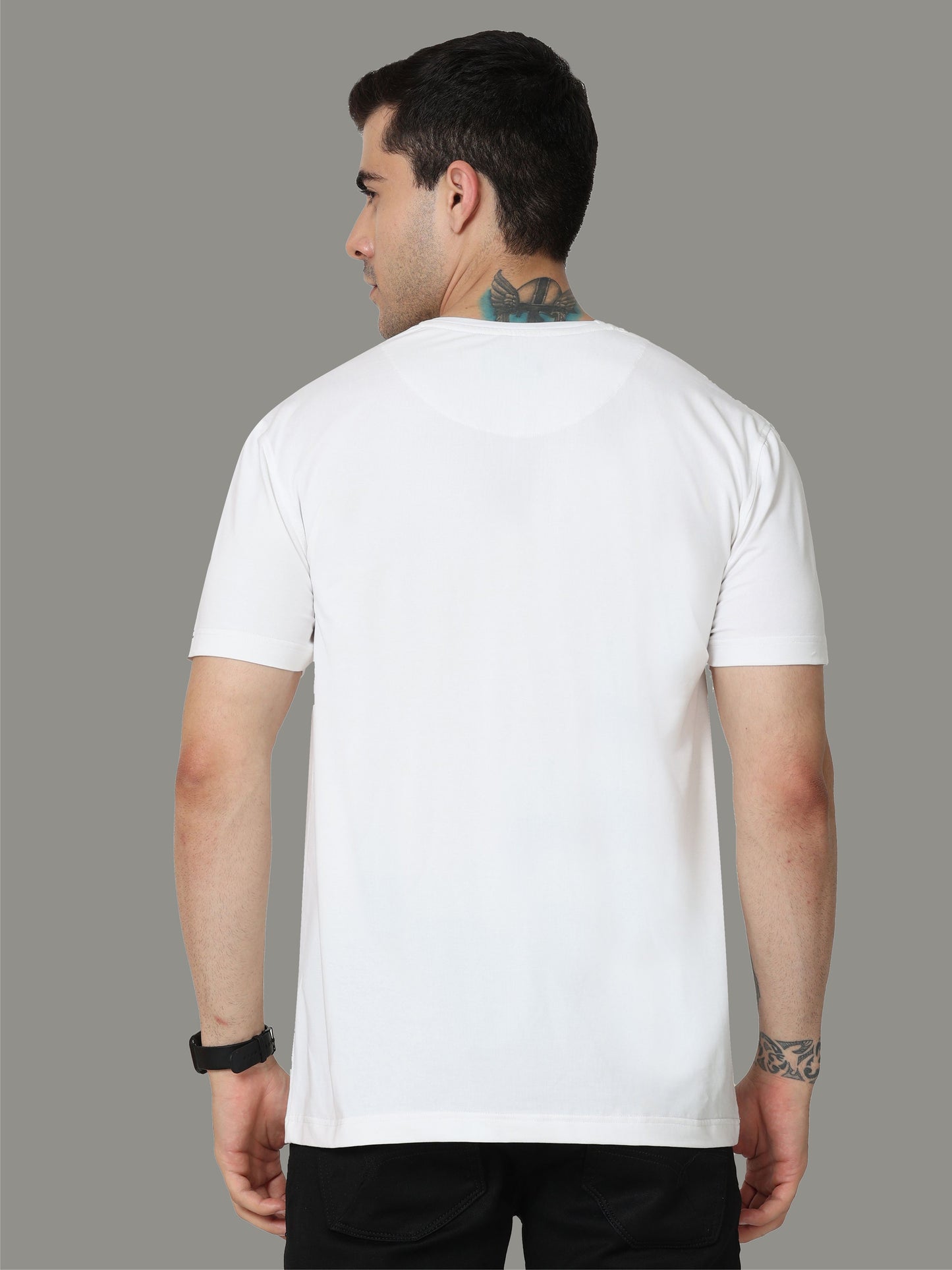 White Crew Neck T-Shirts Tribal