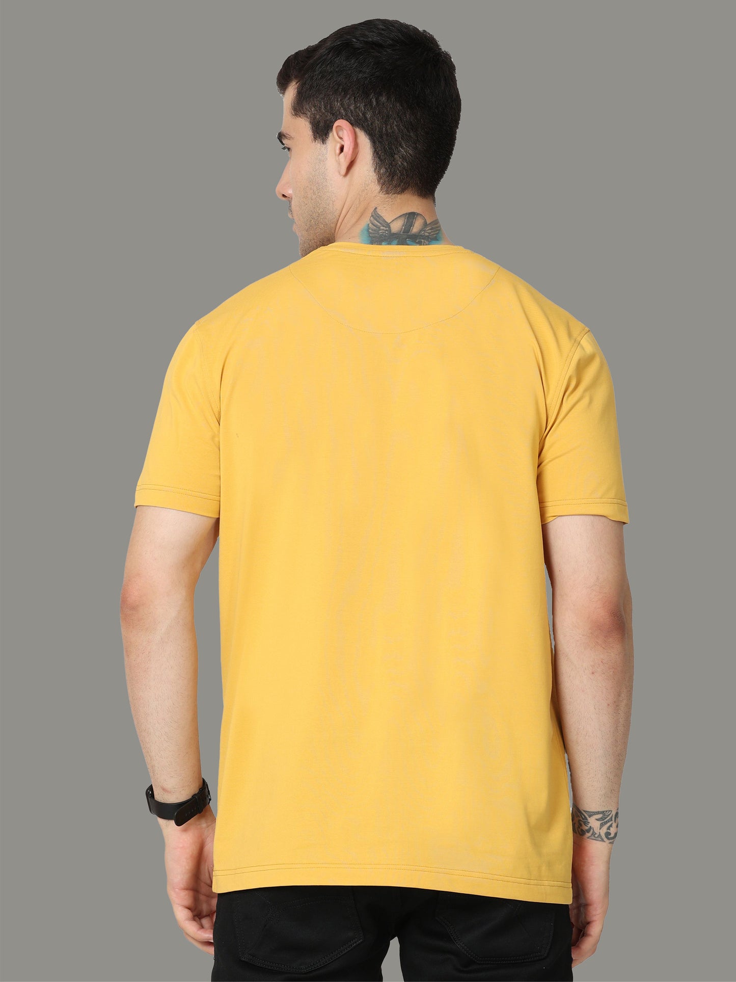 Mustard Crew Neck T-Shirts Tribal