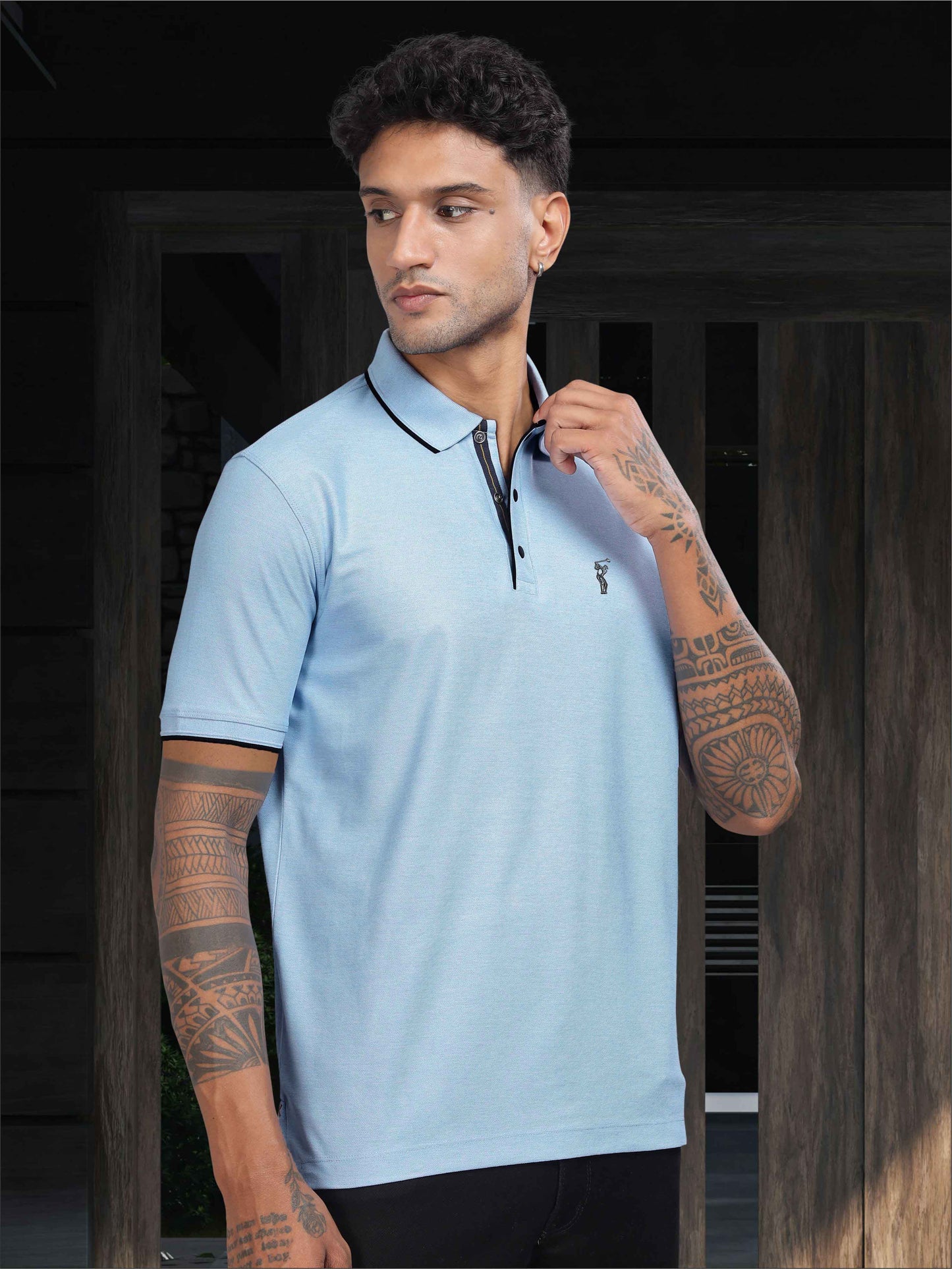 Sky Blue Tipping Polo Shirt