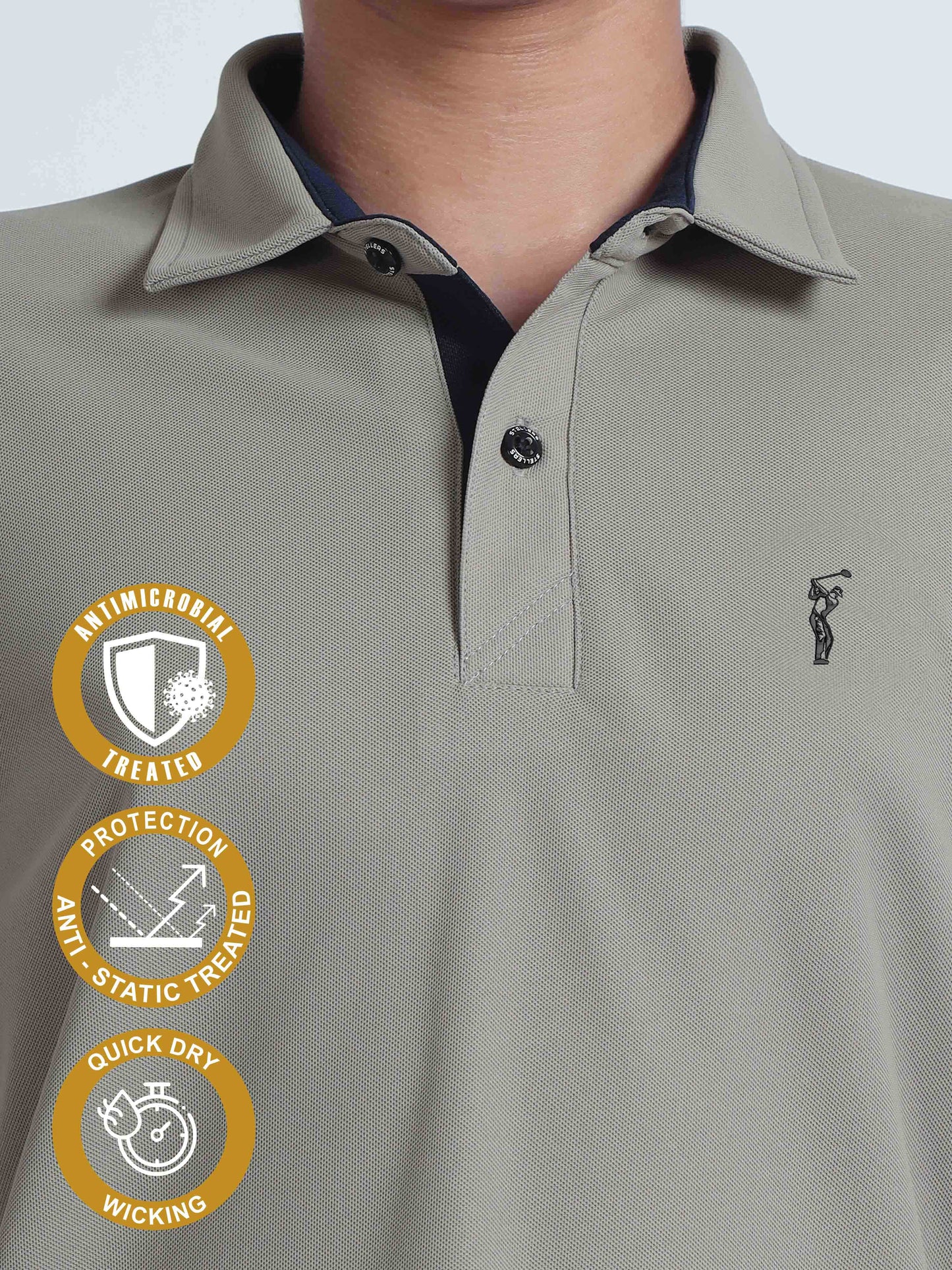 Moose Grey Premium Golf Polo T-Shirt