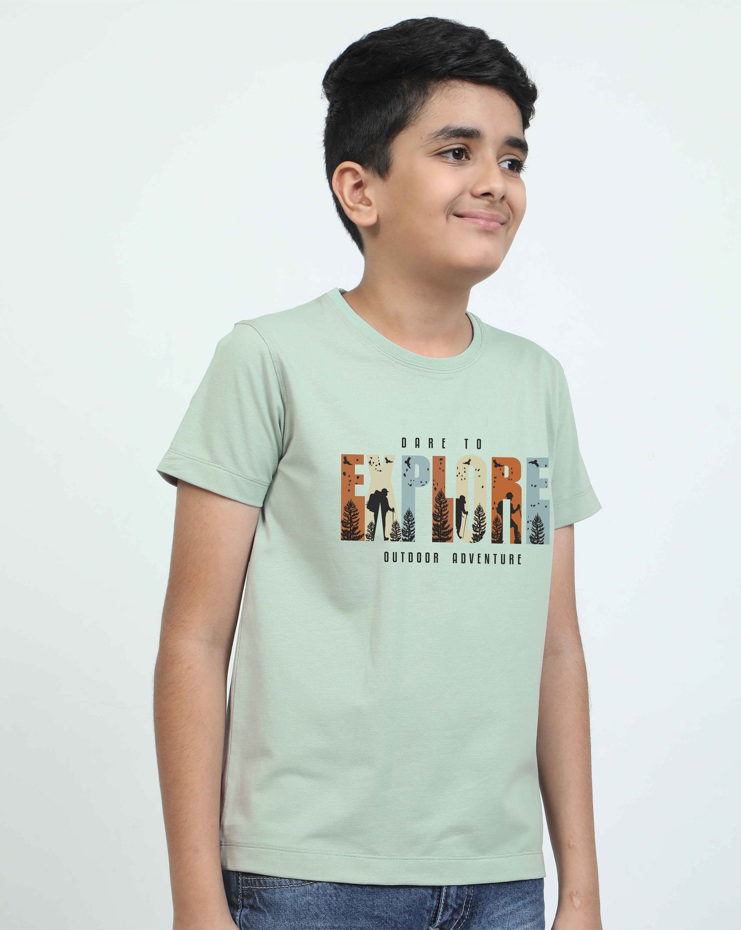 Ocean Green Explore Print Crew Neck T-Shirt