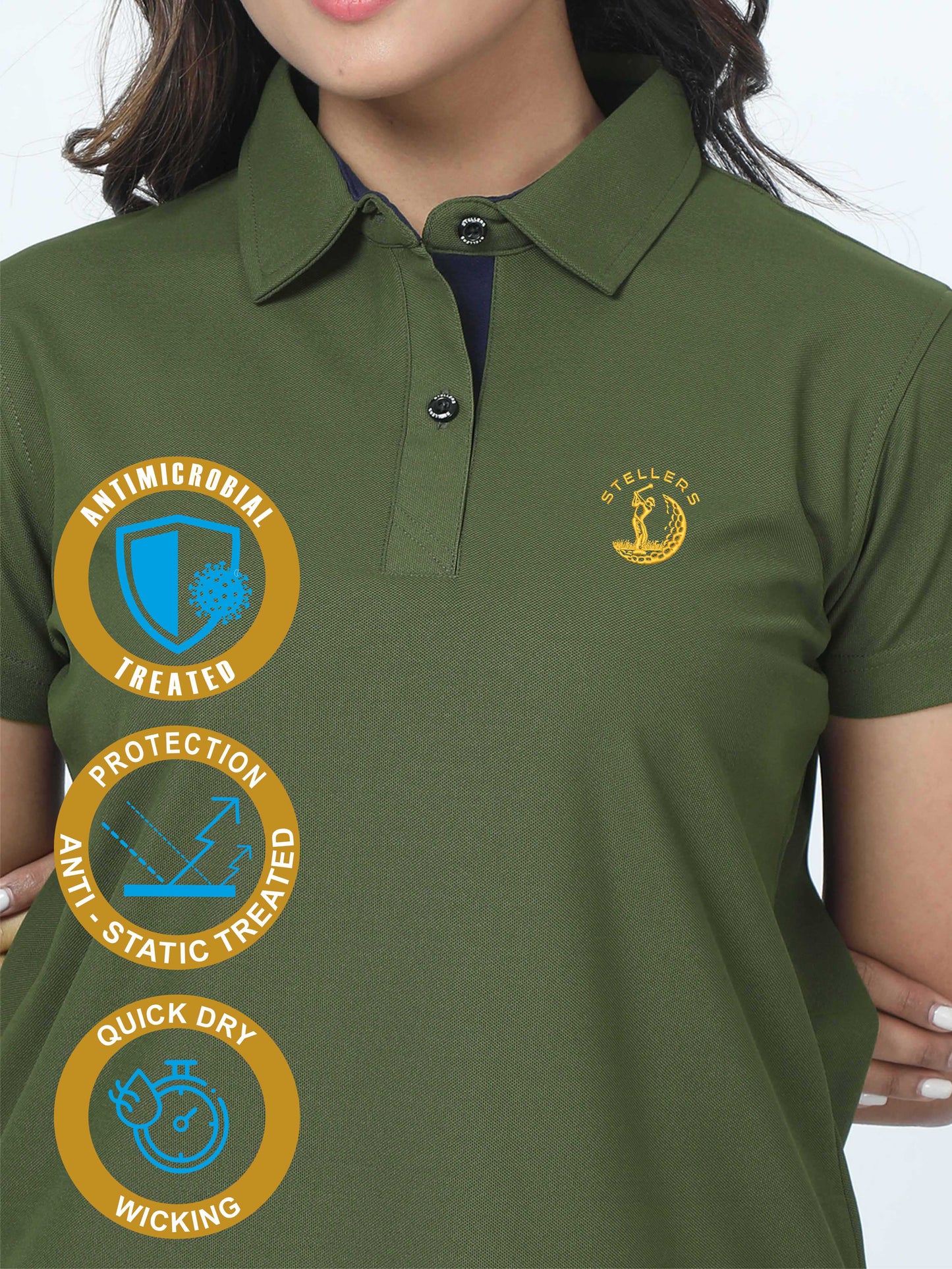 Olive Green Women's Golf Polo T-Shirts