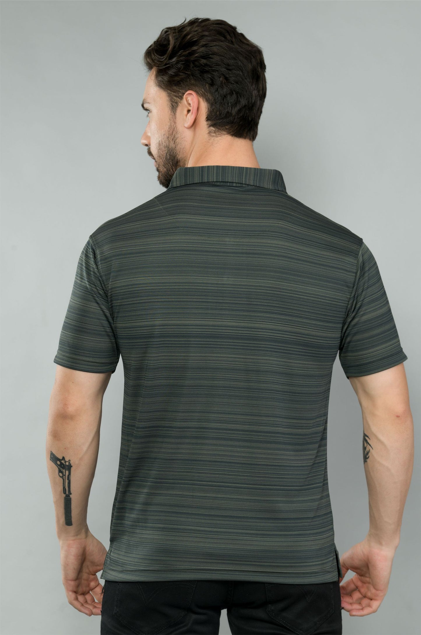 Olive green Barcode Weave Golf Polo T-Shirts