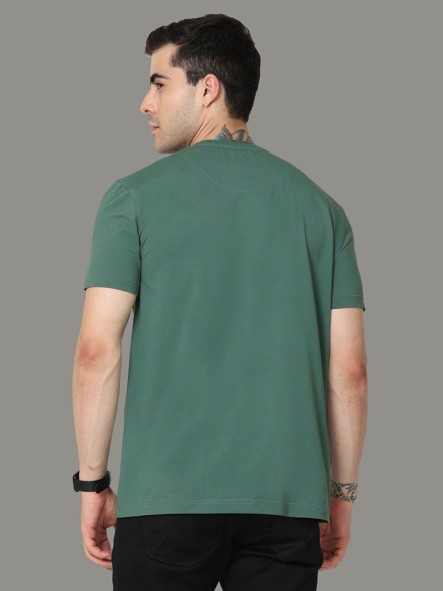 Aqua Green-EXPLORE Print Crew Neck Tees