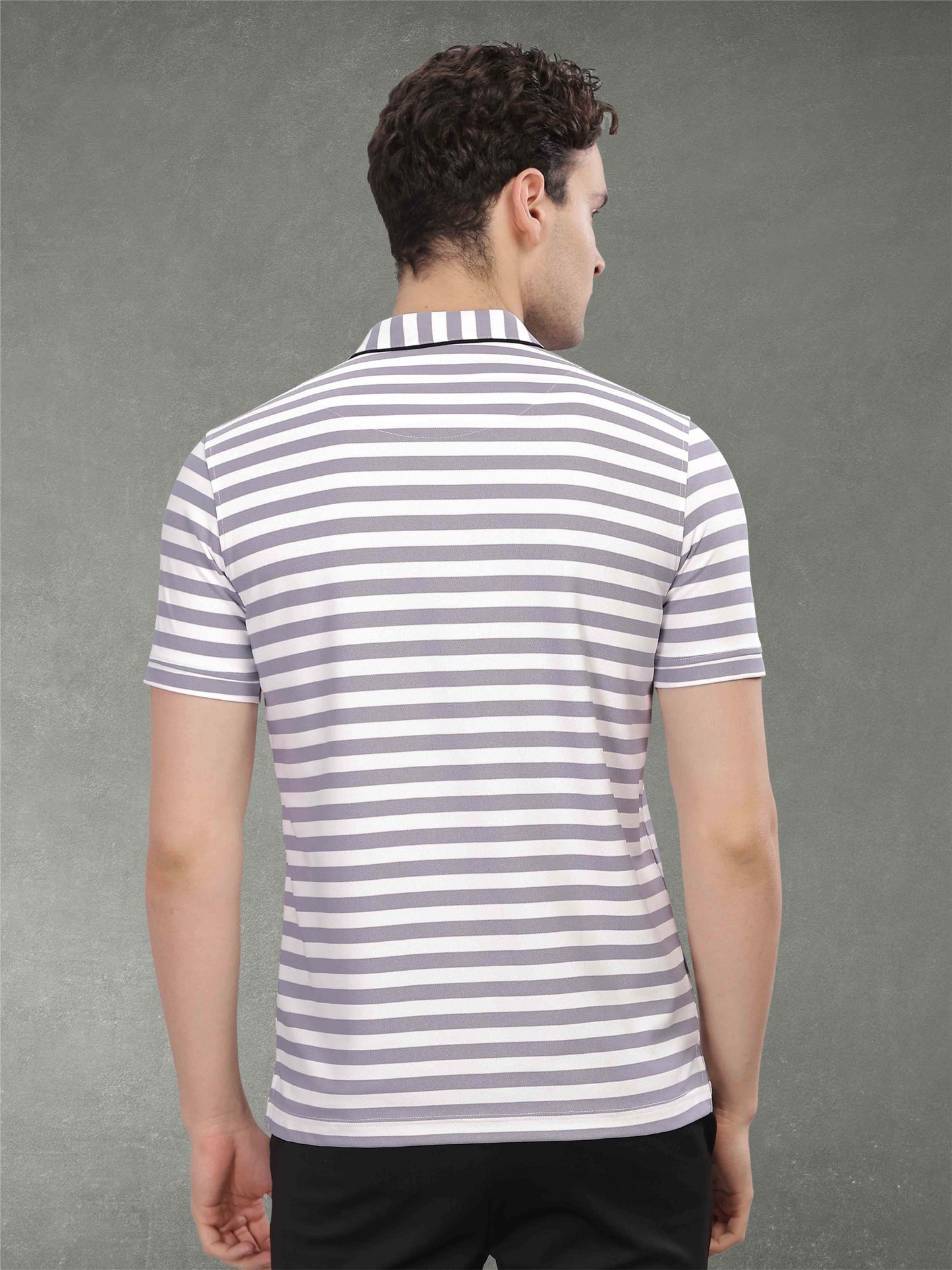 Purple Men's Stripes Polo T-Shirt