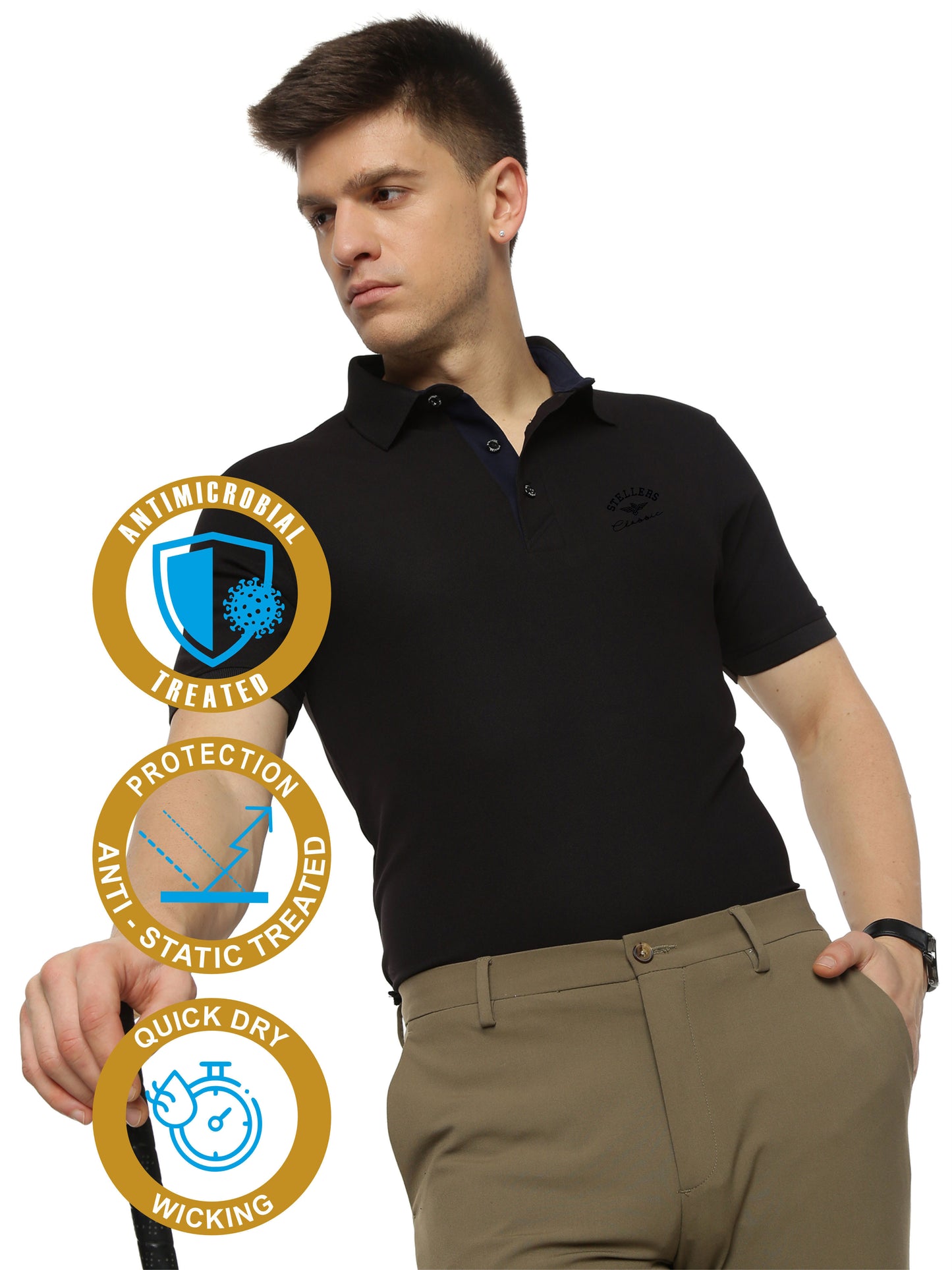 Black Classic Golf Polo T-Shirt