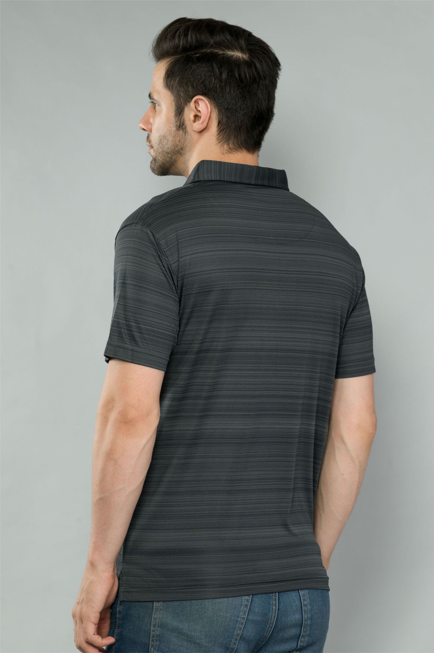 Black Barcode Weave Golf Polo T-Shirts