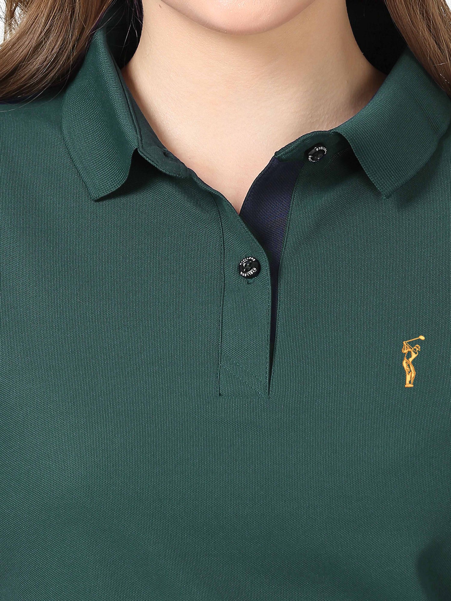 Teal Green Women Premium Golf Polo T-Shirt