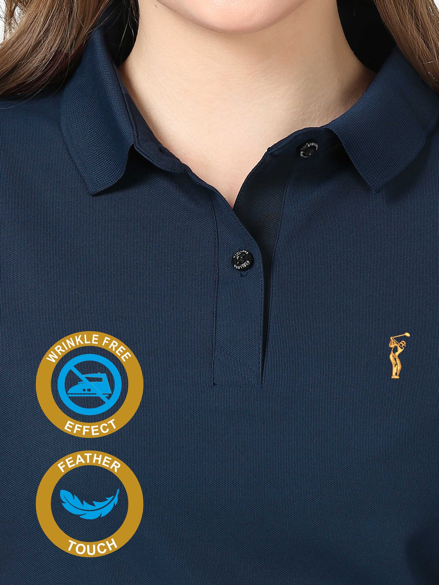 Navy Blue Women's Premium Golf Polo T-Shirt