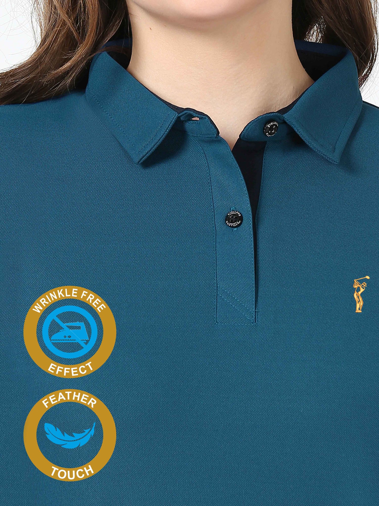 Teal Blue Women's Premium Golf Polo T-Shirt