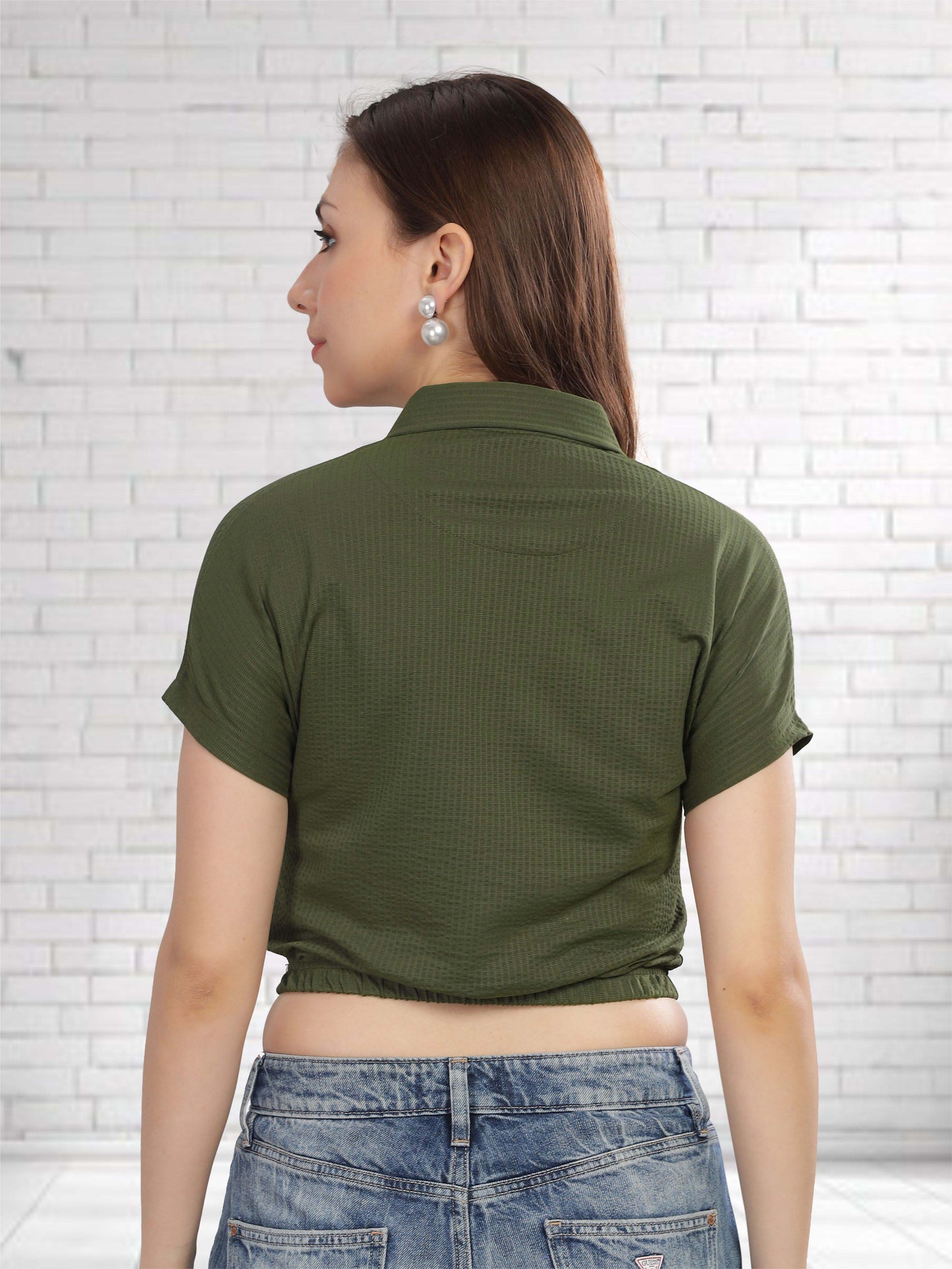 Olive Green Women's Crop Tops