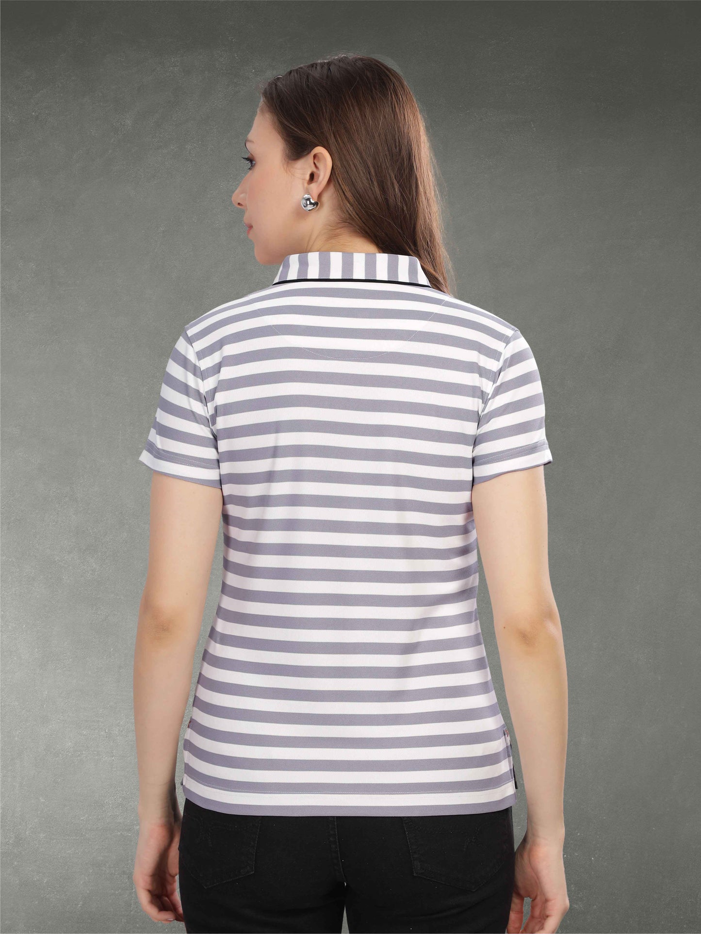 Light Purple Women's Stripes Polos