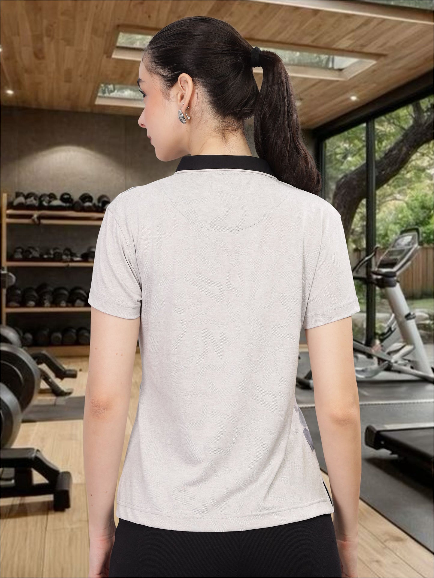 Ash Grey Women Active Wear Polos