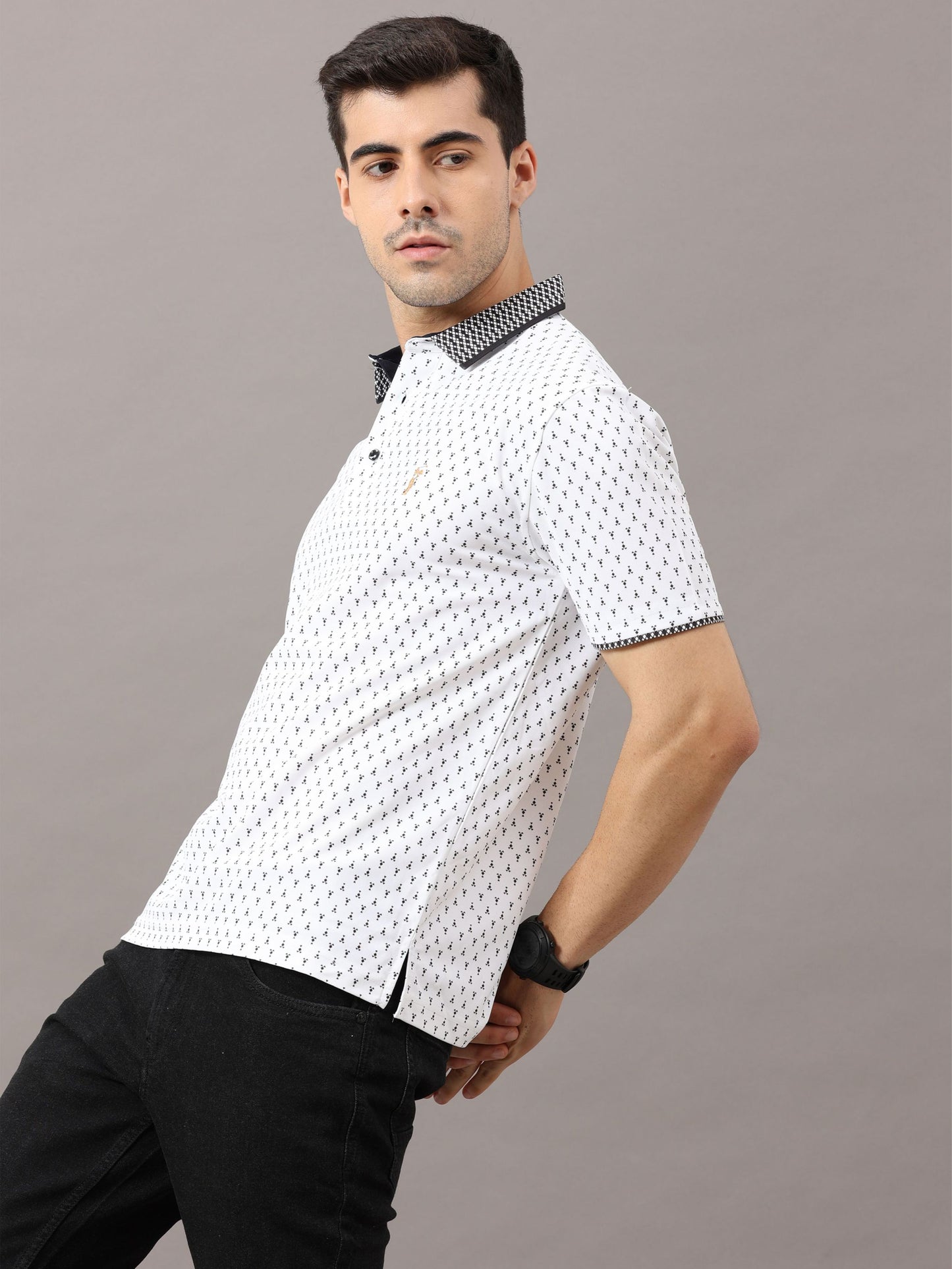 White Ant Print Golf Polo T-Shirts