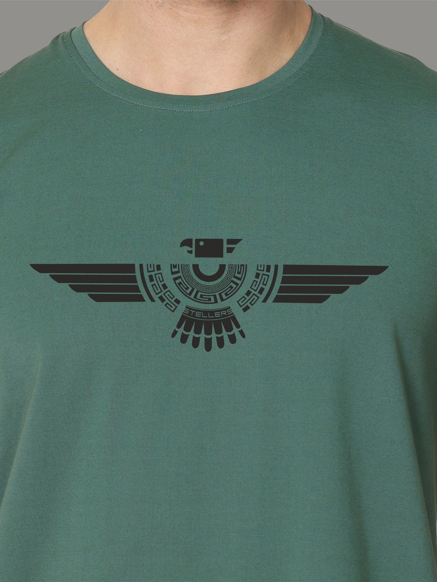 Aqua Green Crew Neck T-Shirts Tribal