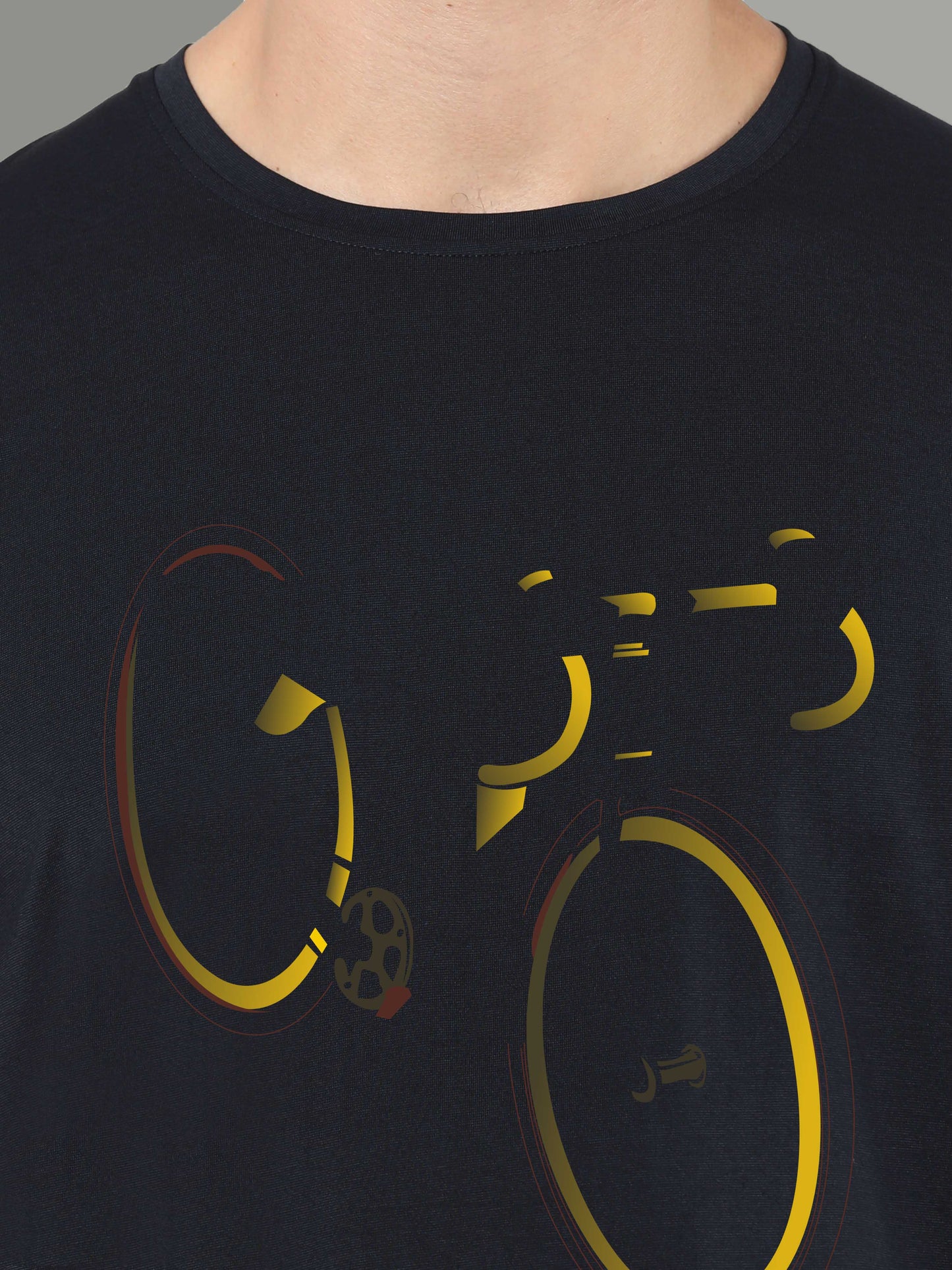 Black Cycle Print Crew Neck Tees