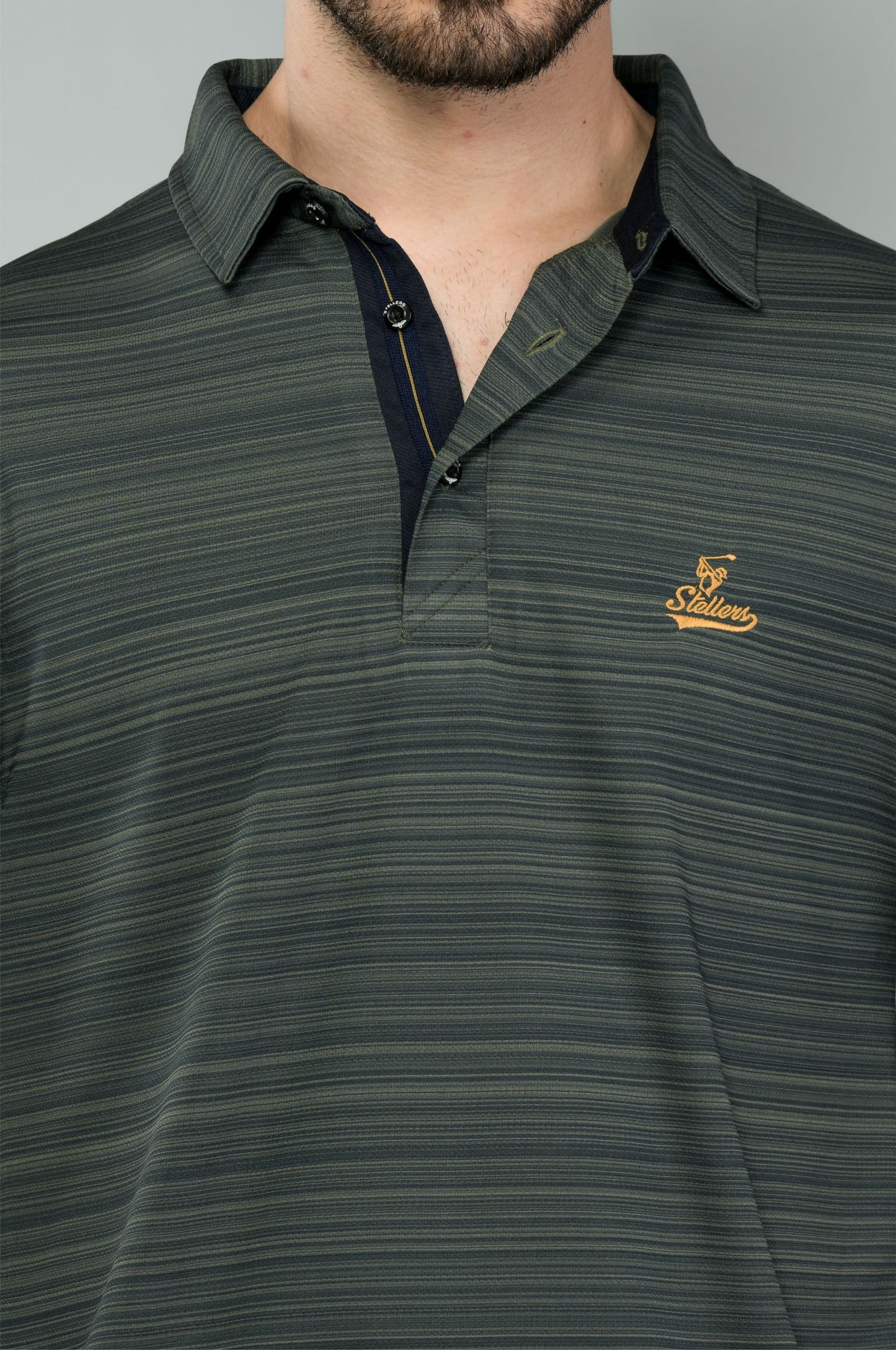 Olive green Barcode Weave Golf Polo T-Shirts