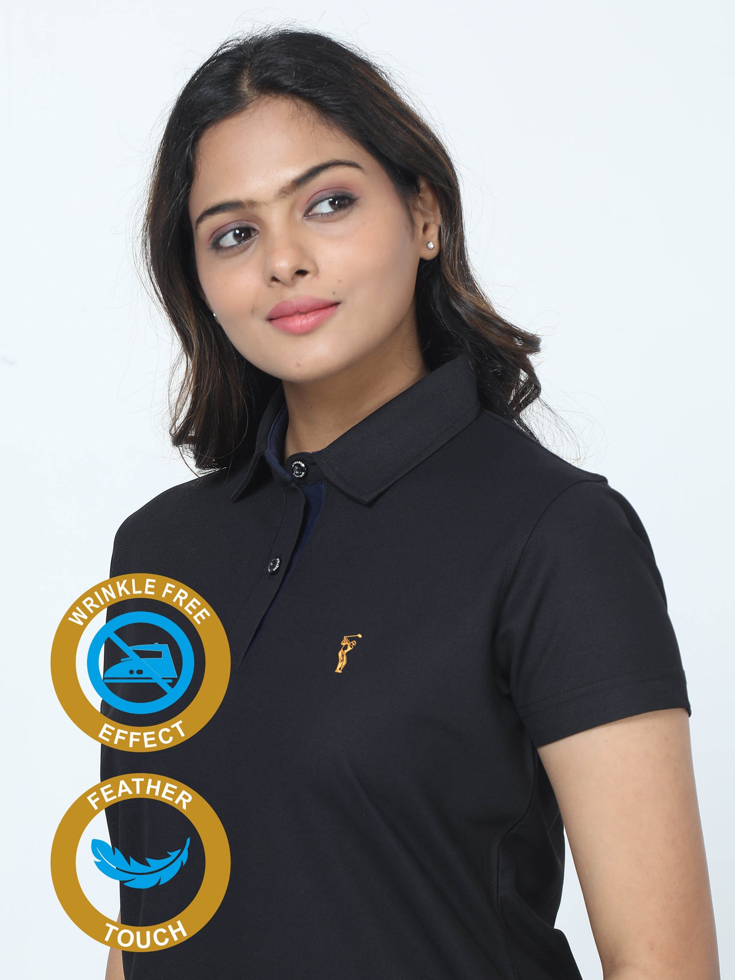 Black Women's Premium Golf Polo T-Shirt