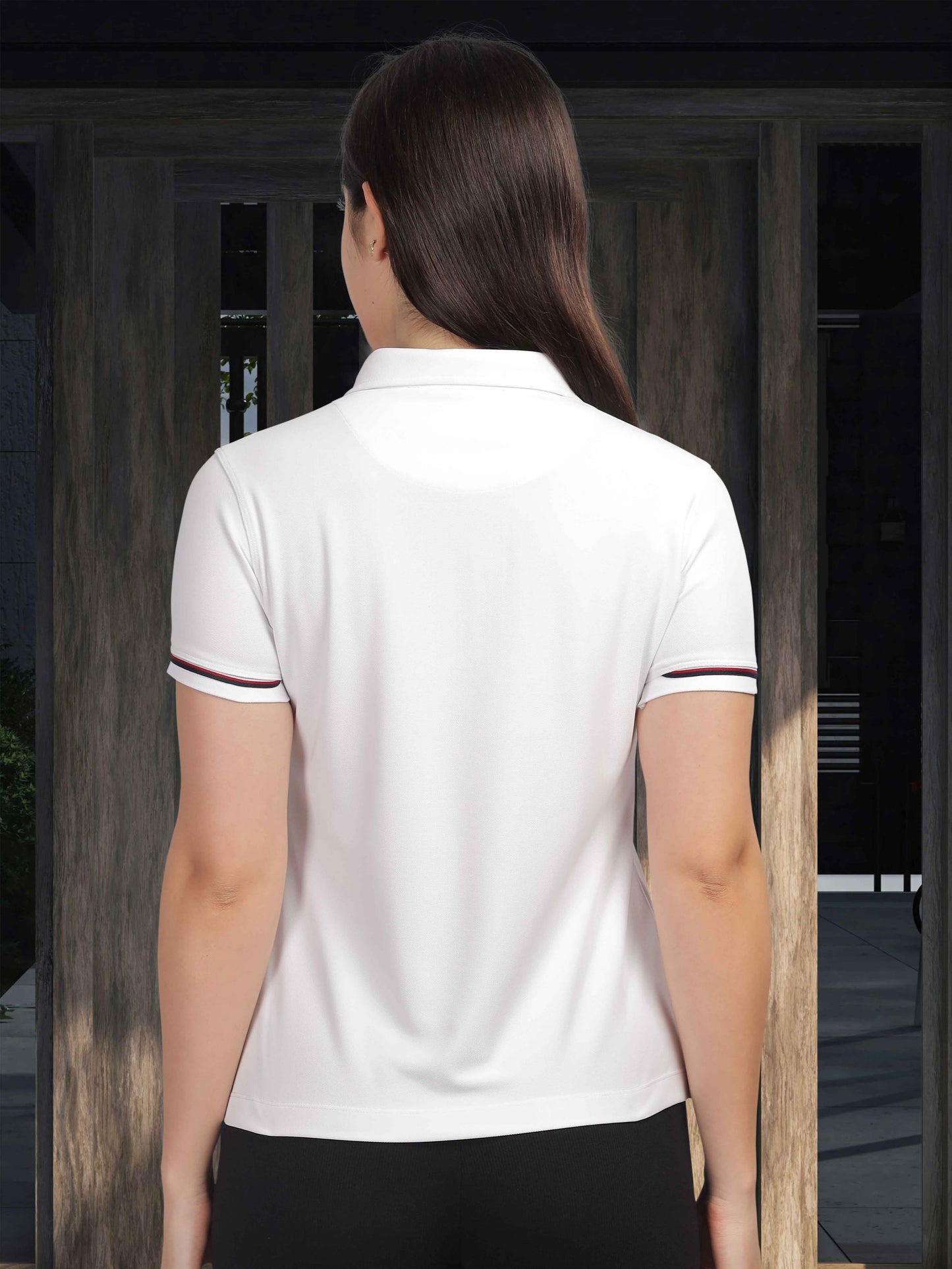 White Women's Zipper Polos