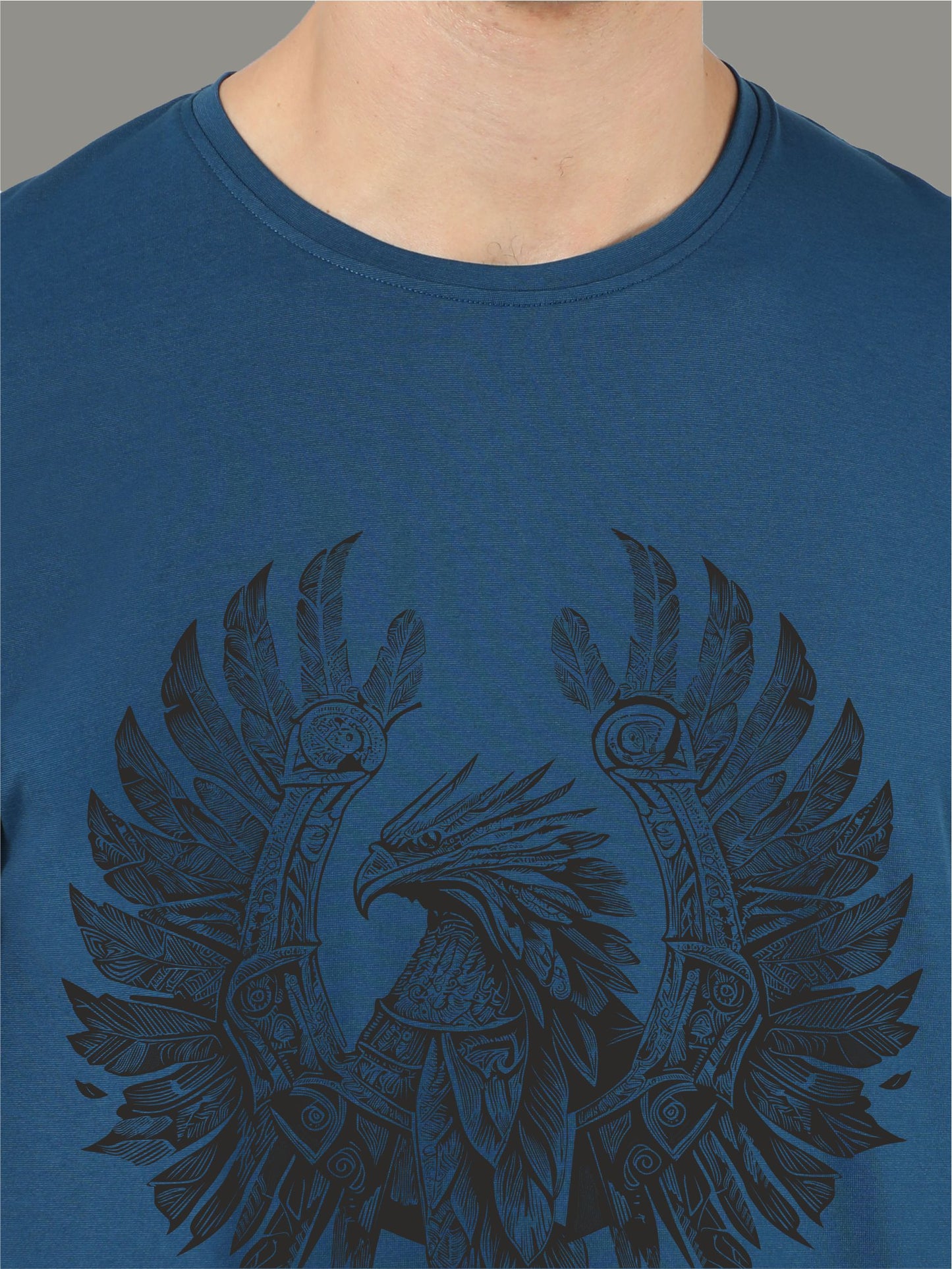 Teal Blue Crew Neck T-Shirts Warrior